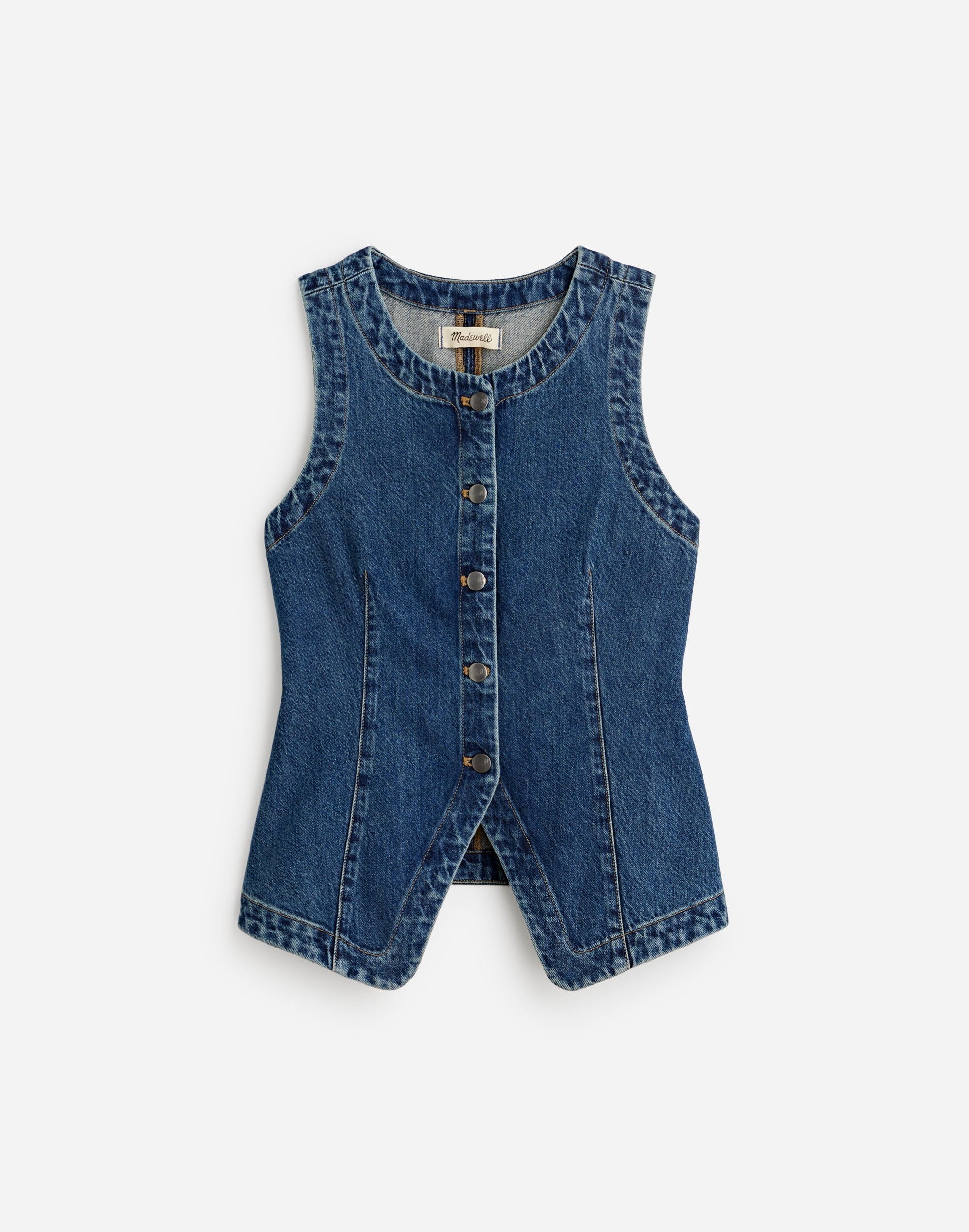 Denim Crewneck Vest Concho Wash | Madewell