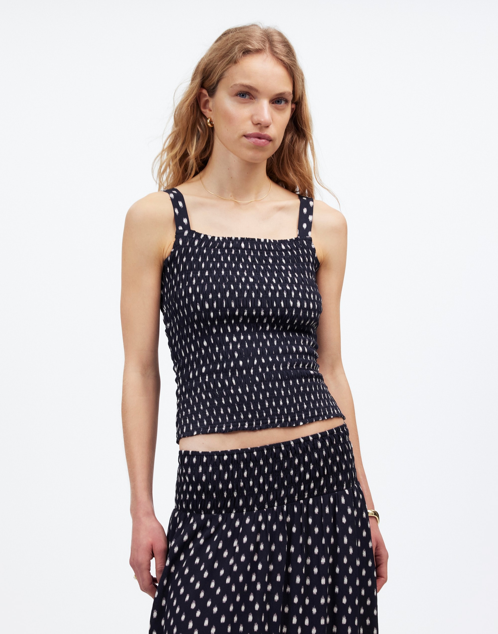 Smocked Tank Top Shibori Dot Print | Madewell