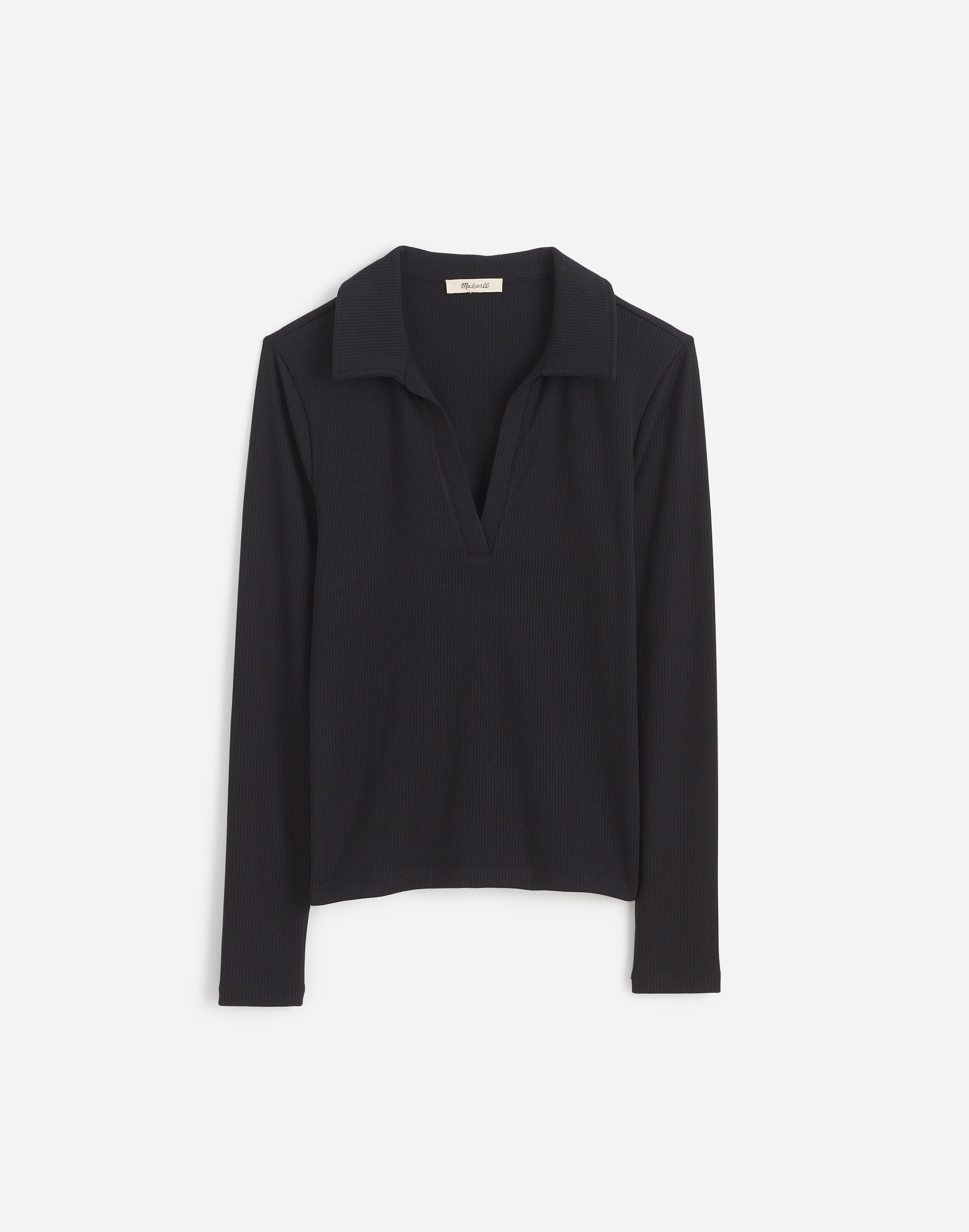 Drapey Rib Long-Sleeve Polo Top | Madewell