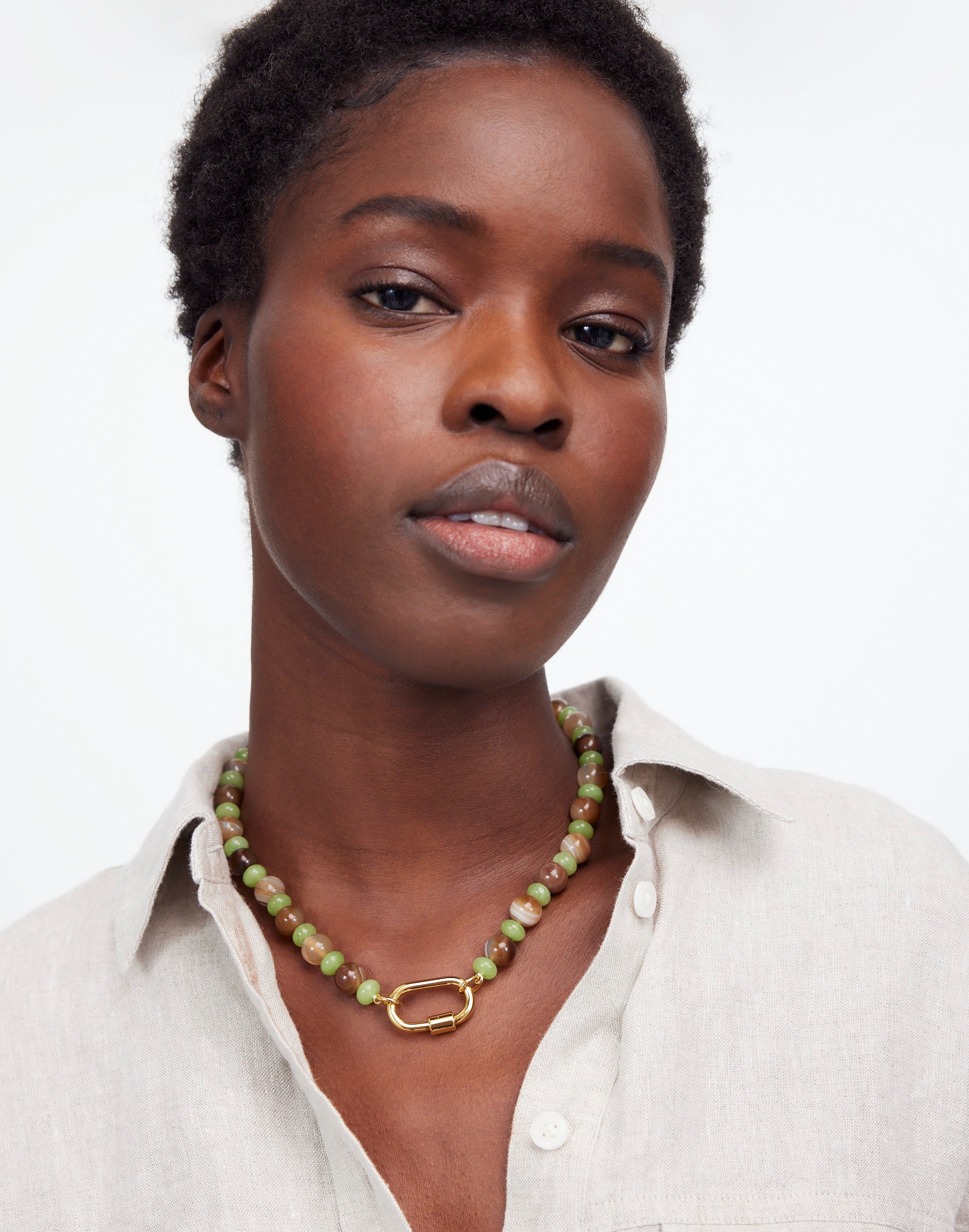 Semiprecious Beaded Carabiner Choker Necklace | Madewell