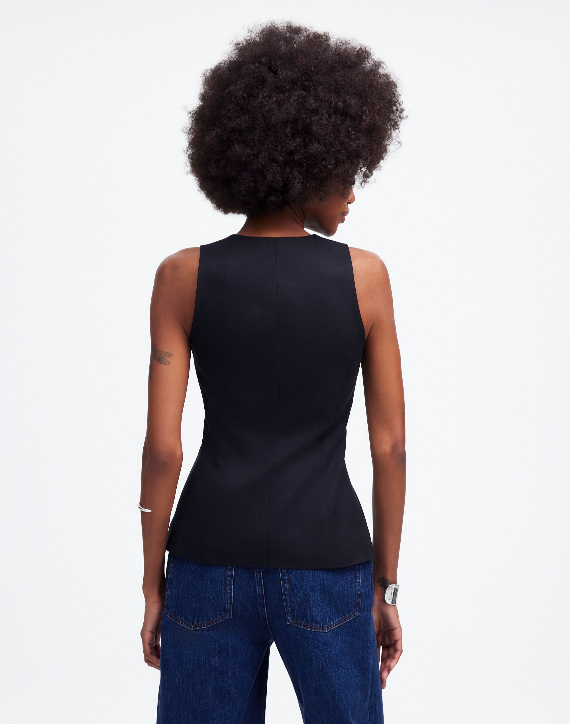 Scoopneck Cutaway Vest Drapey Twill | Madewell