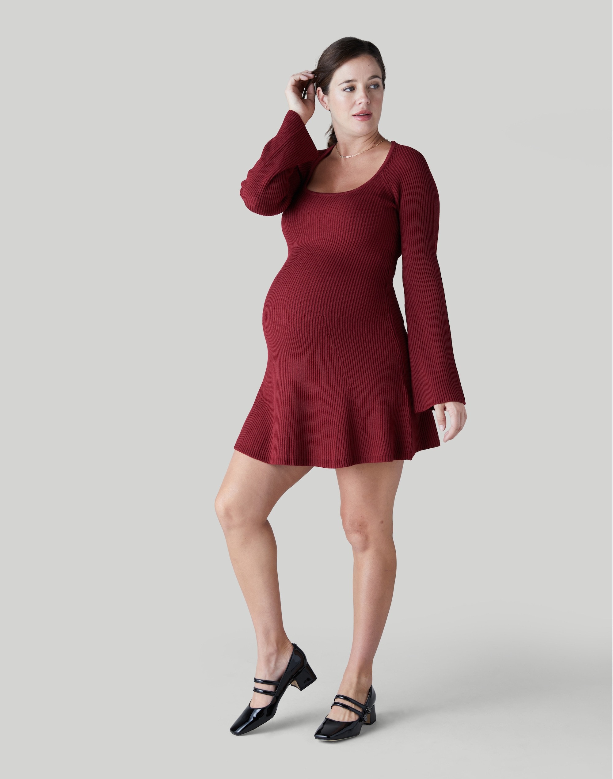 Ingrid and Isabel The Flare Ribbed Sweater Mini Dress