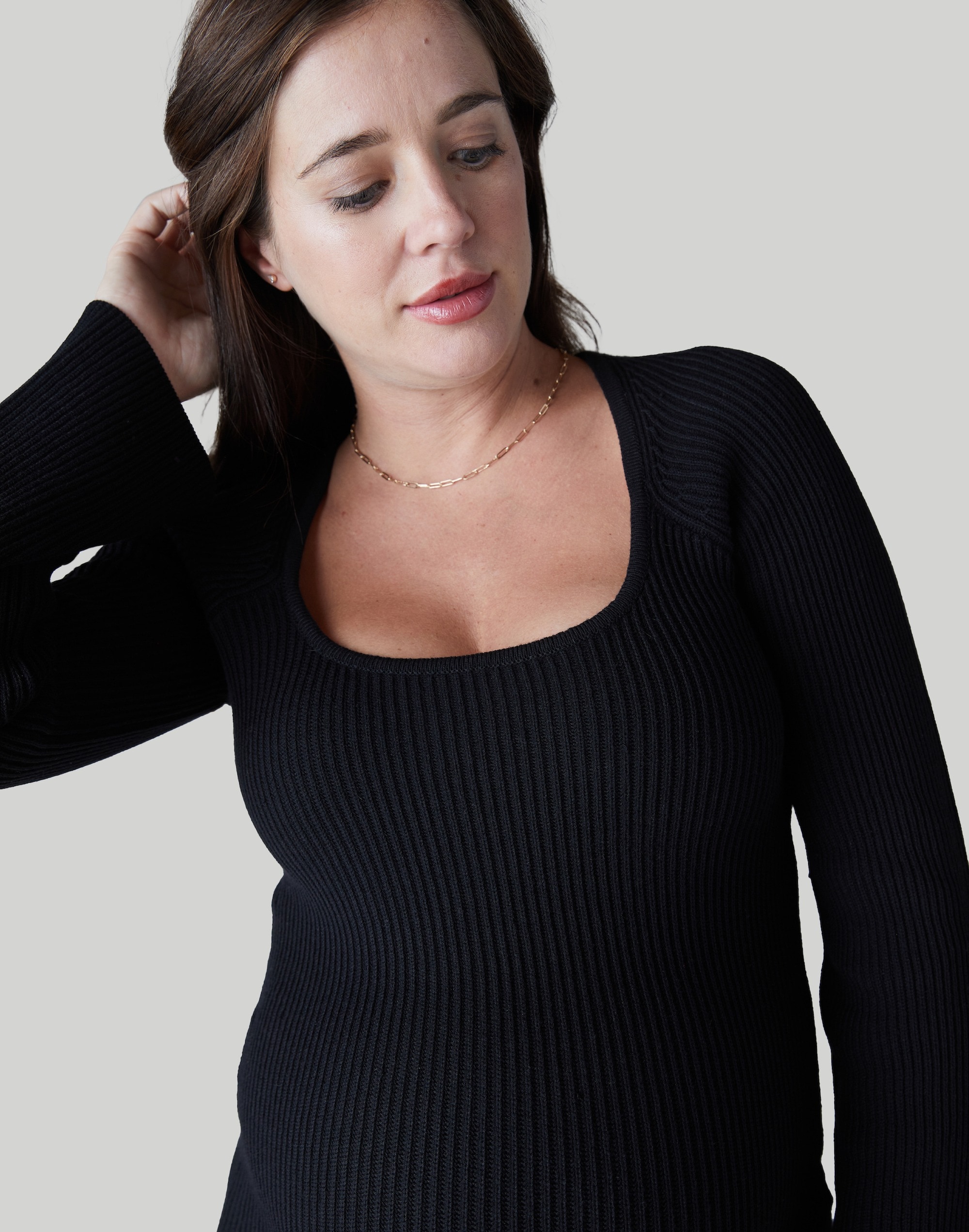 Ingrid and Isabel Ribbed Square Neck Sweater