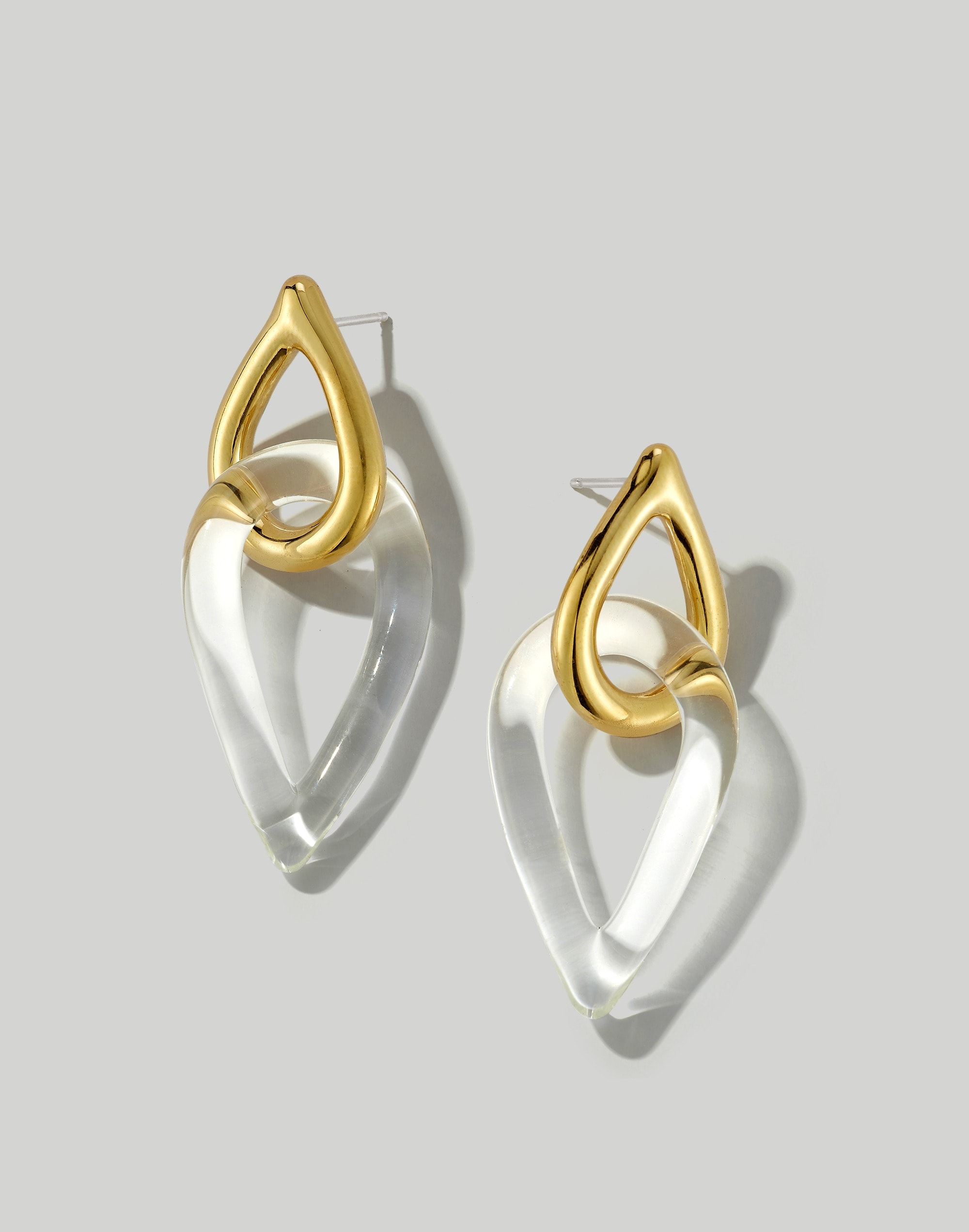 Jane D'Arensbourg Teardrop Brass and Glass Stud Earrings