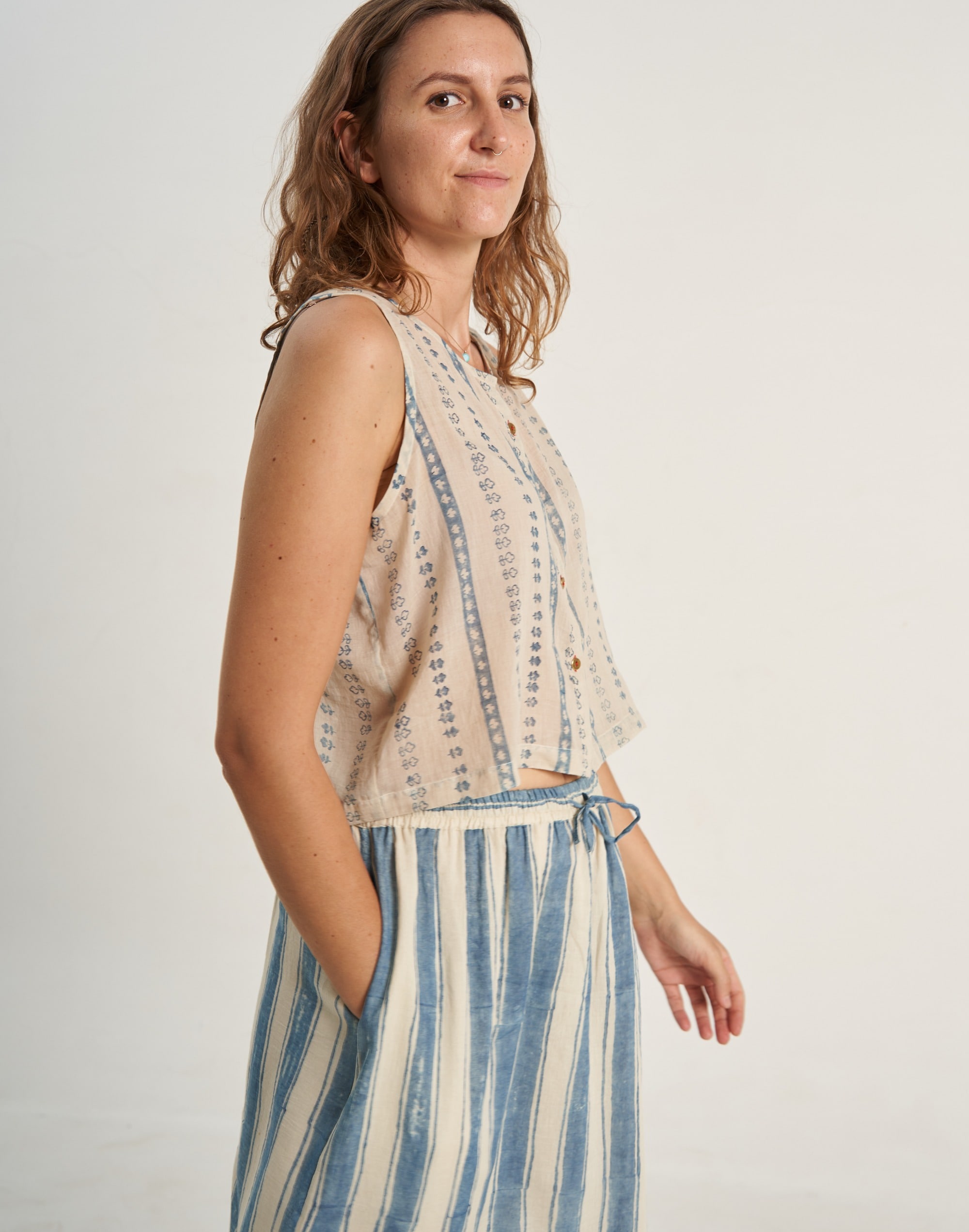 World of Crow Indigo Bliss Stripe Skirt