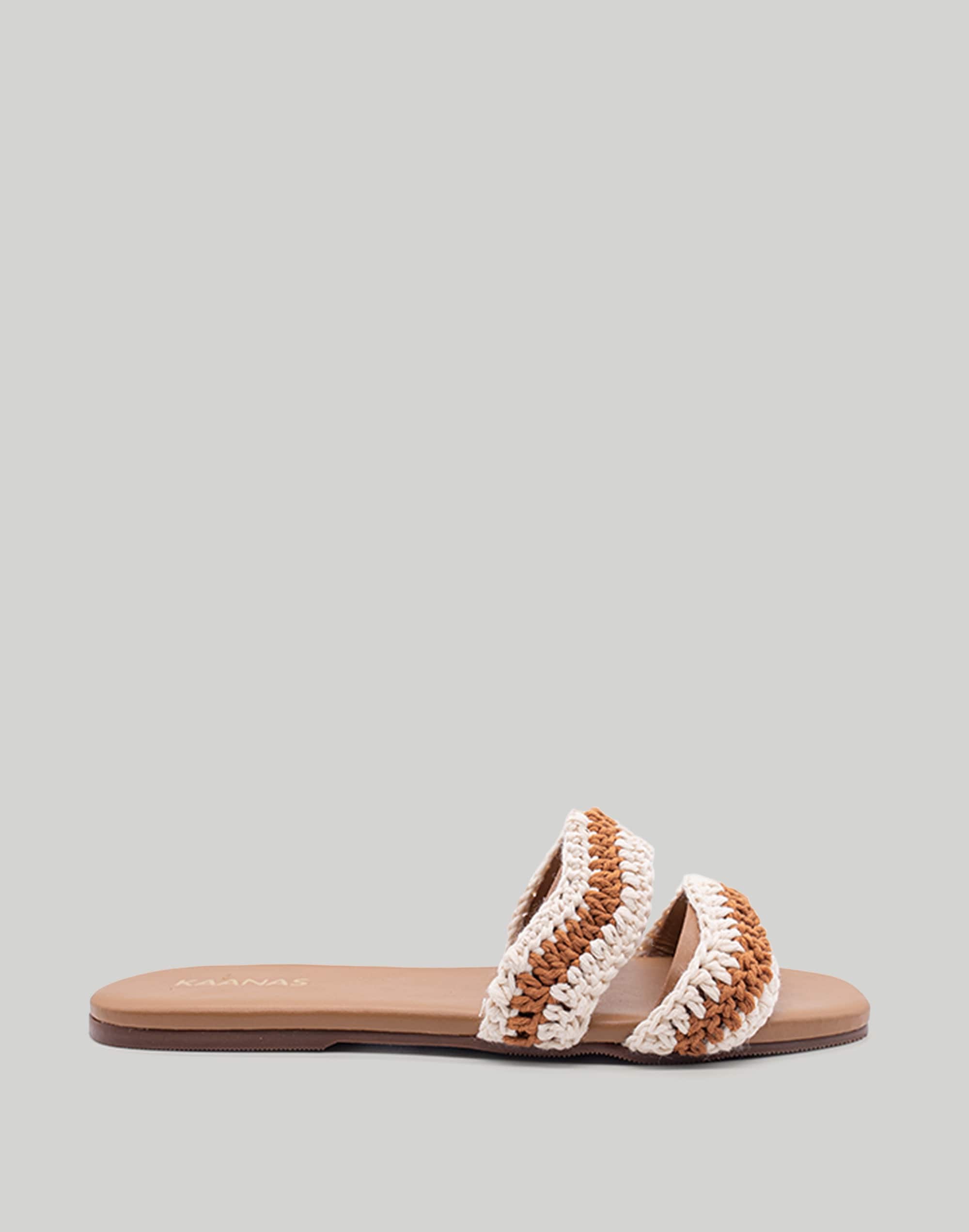 KAANAS Tansy Crochet-Strap Slide Sandals