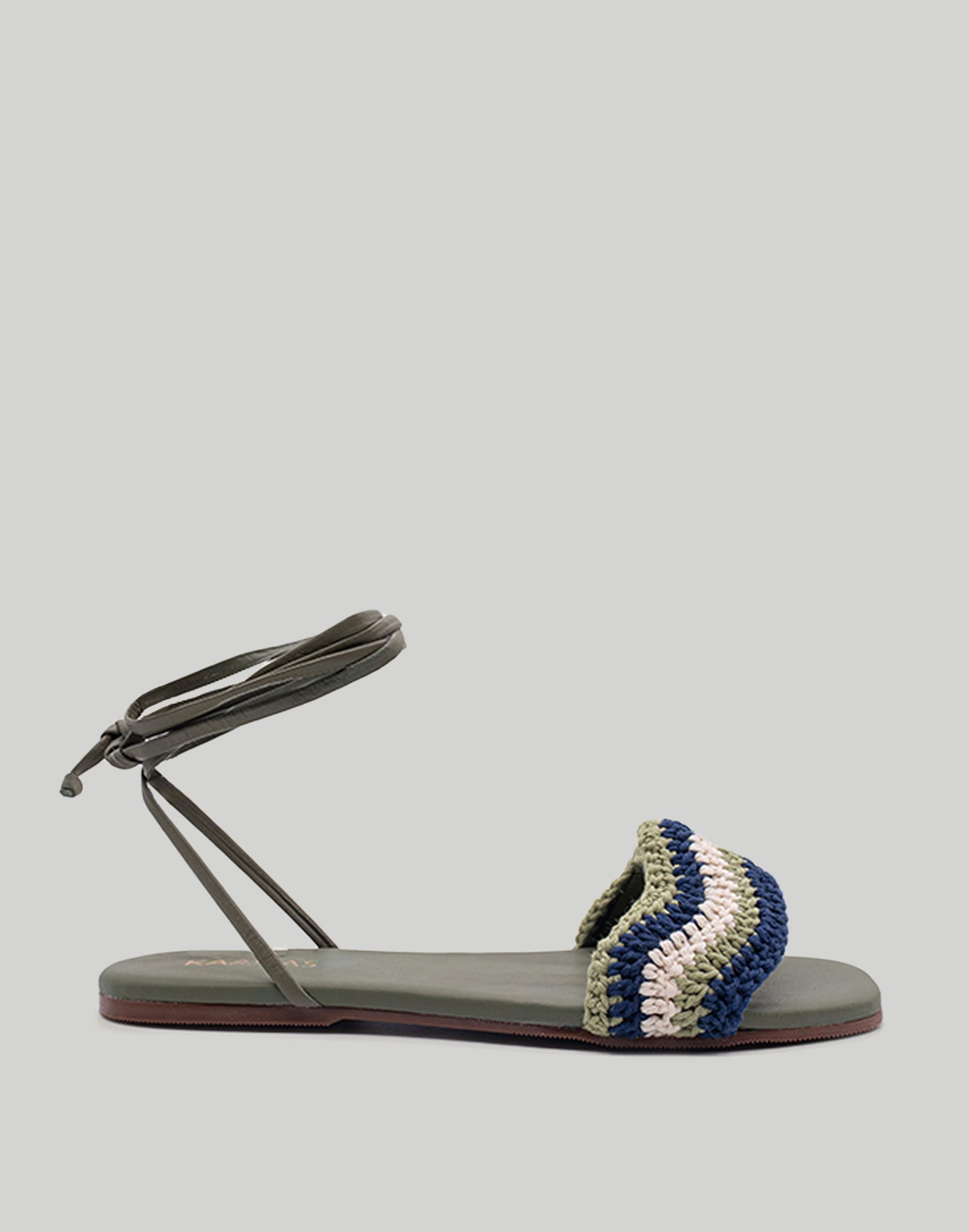 KAANAS Lantana Crochet-Band Ankle-Strap Sandals