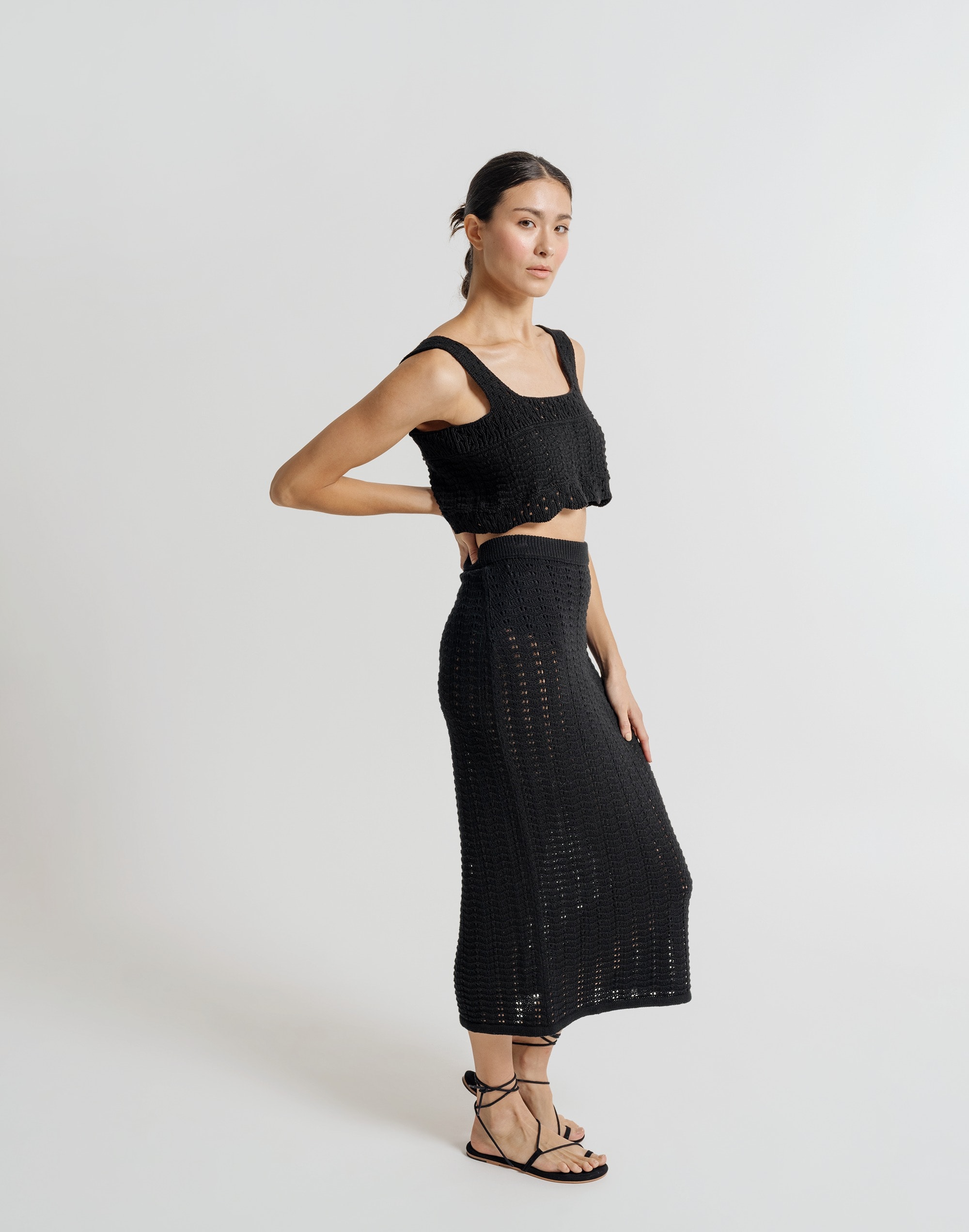 LAUDE The Label Straight Knit Skirt - Black