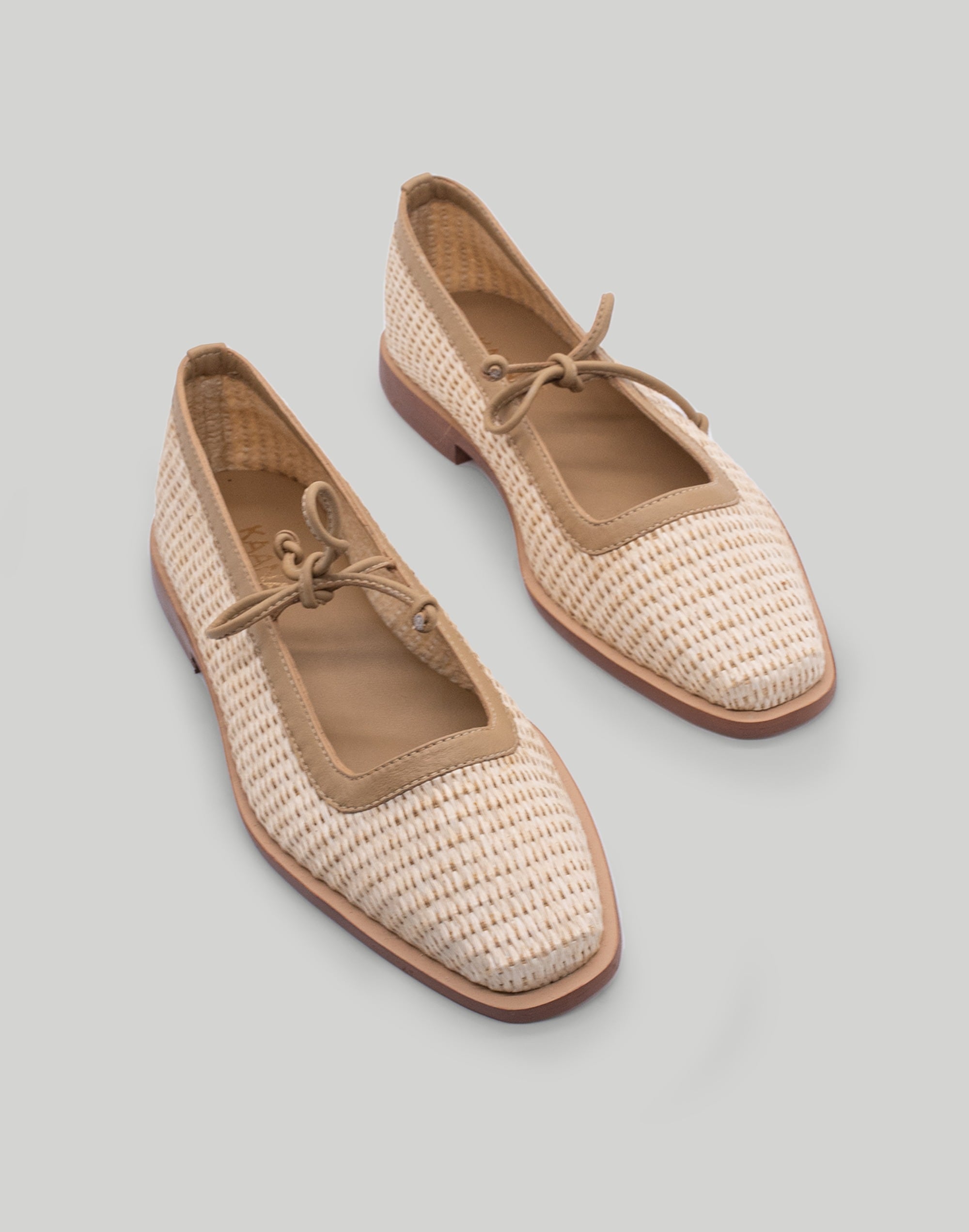 KAANAS Lexie Basketweave Ballerina w. lace up Bow | Madewell