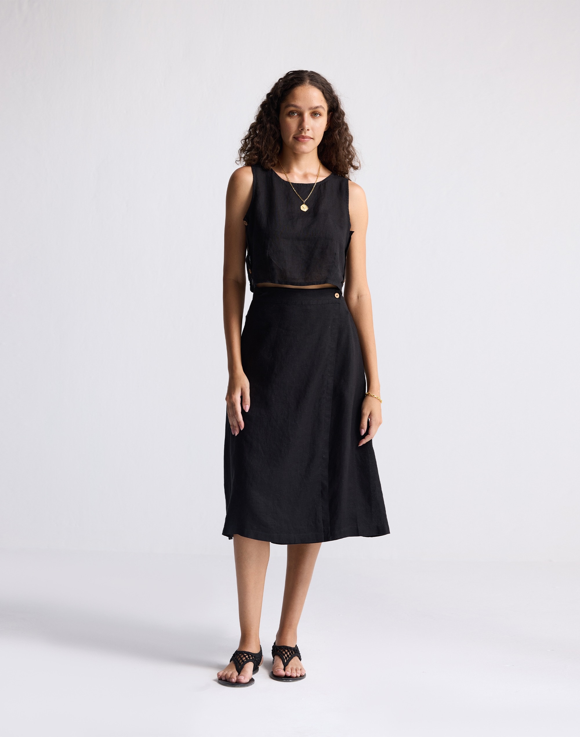 Reistor® Overlap Midi Skirt 100% Black Hemp | Madewell