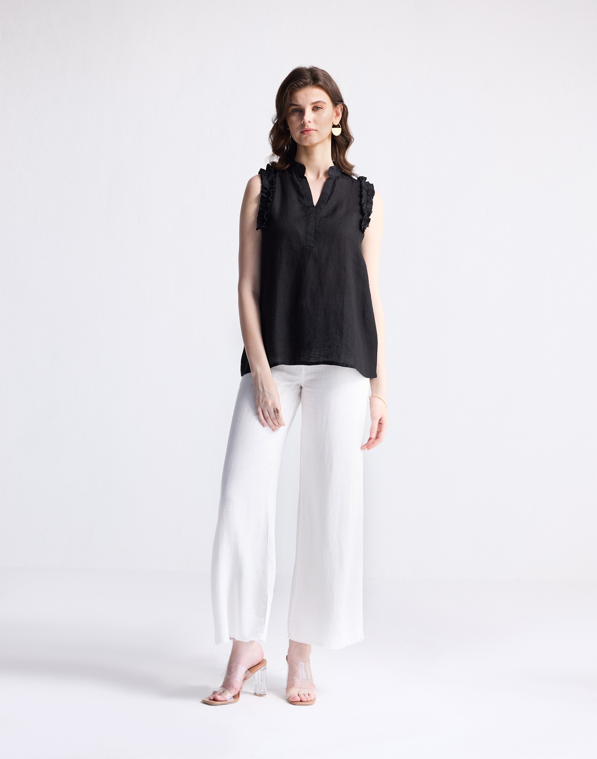 Reistor® Sleeveless 100% Hemp Top with Ruffles Black | Madewell