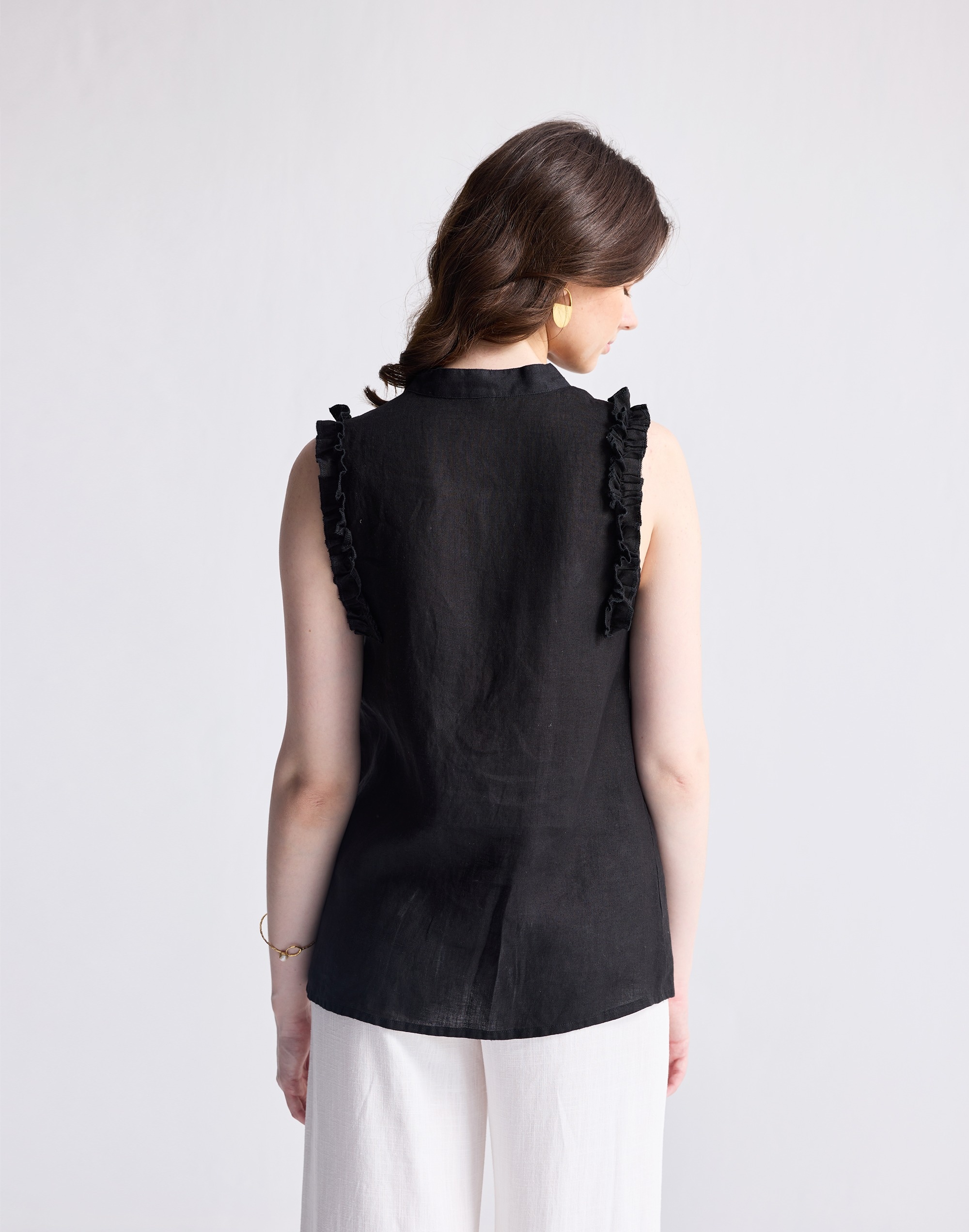 Reistor® Sleeveless 100% Hemp Top with Ruffles Black | Madewell