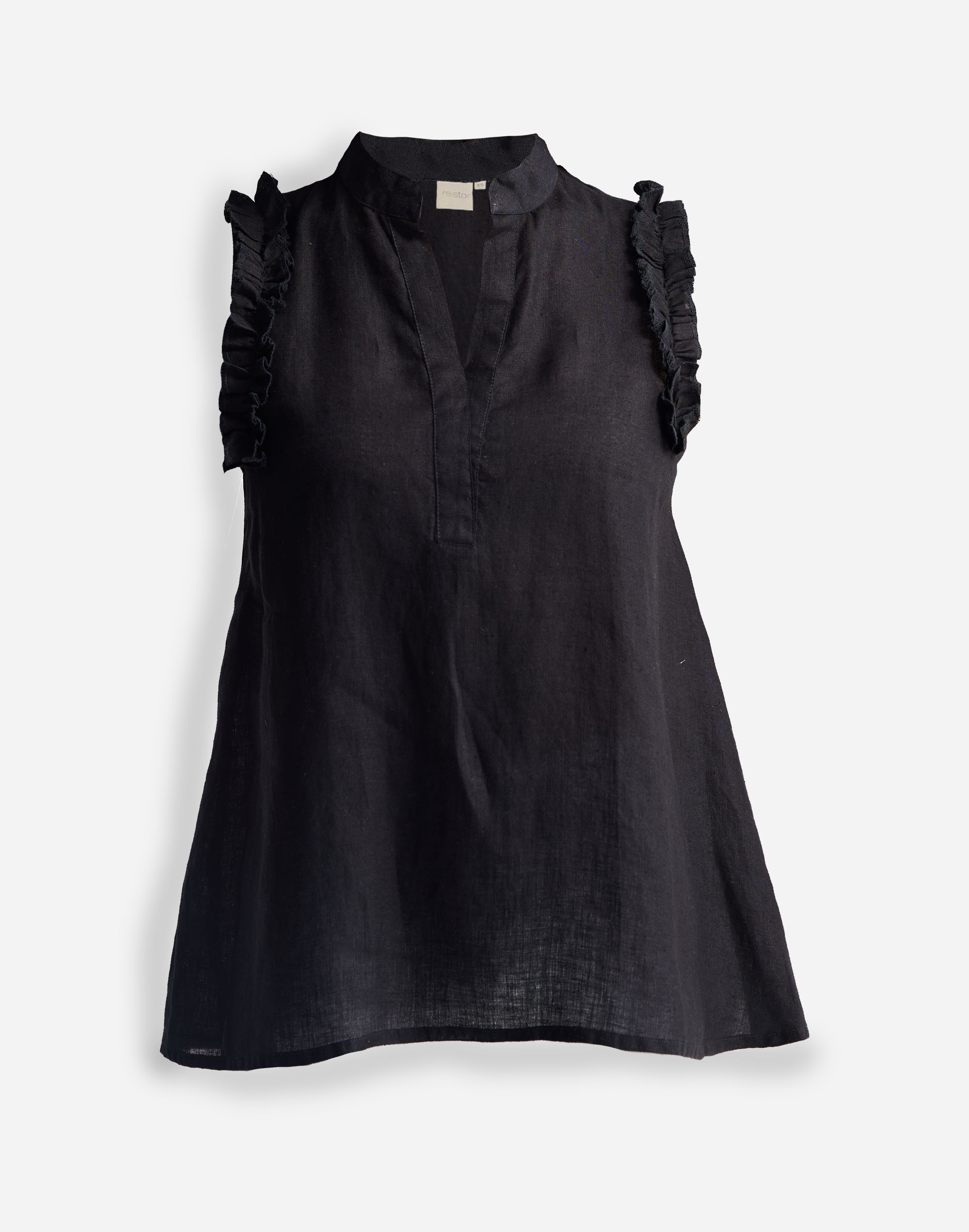 Reistor® Sleeveless 100% Hemp Top with Ruffles Black | Madewell