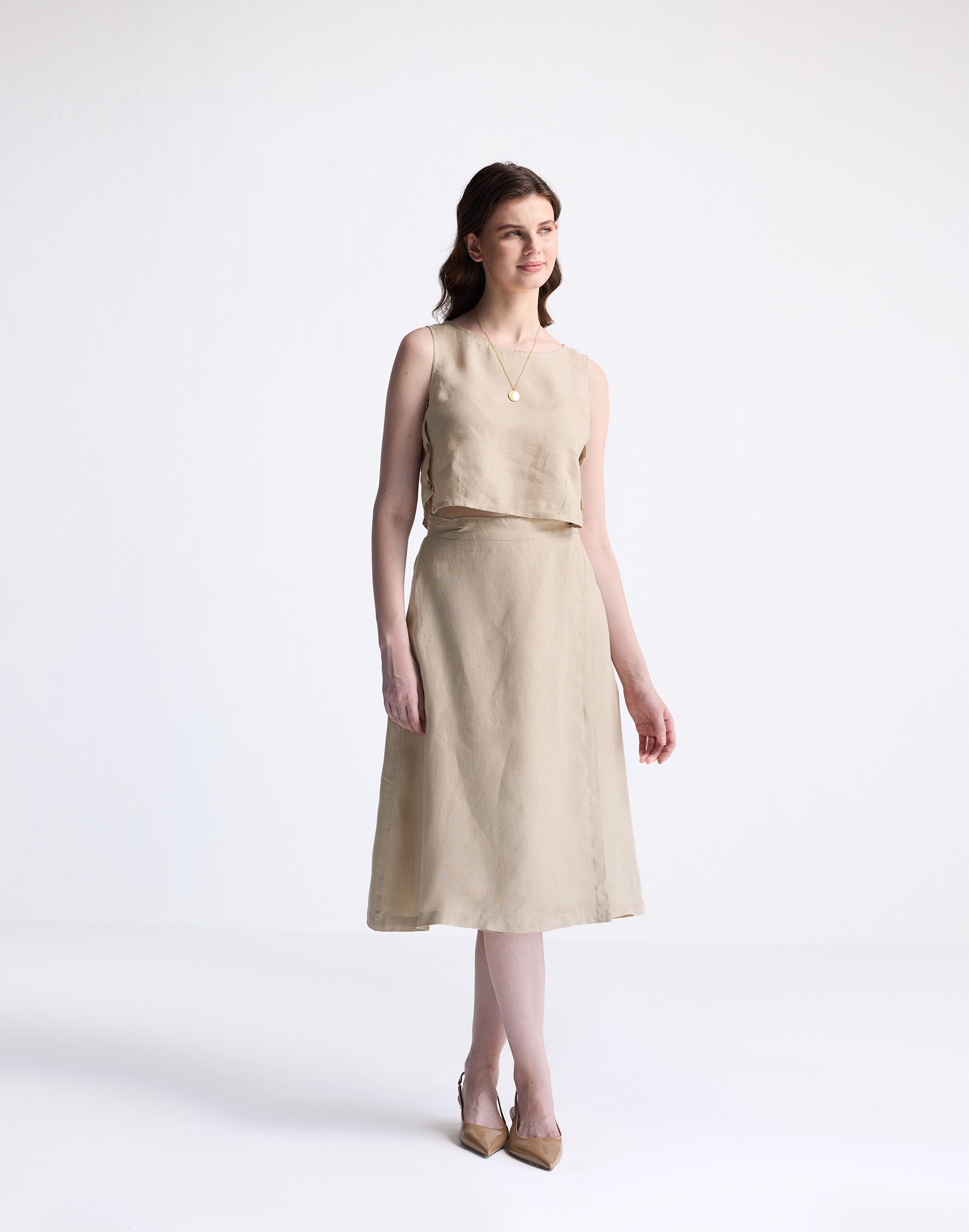 Reistor® Overlap Midi Skirt 100% Neutral Beige Hemp | Madewell