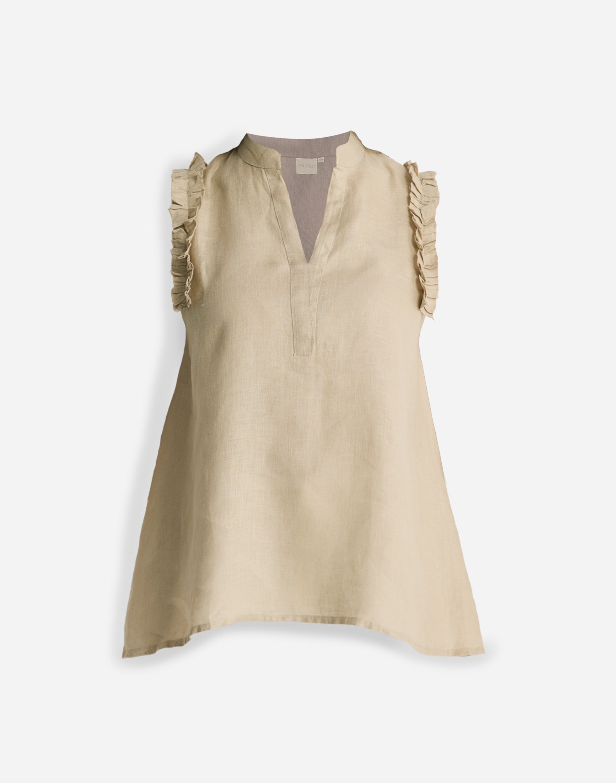 Reistor® Sleeveless 100% Hemp Top with Ruffles Neutral Beige | Madewell