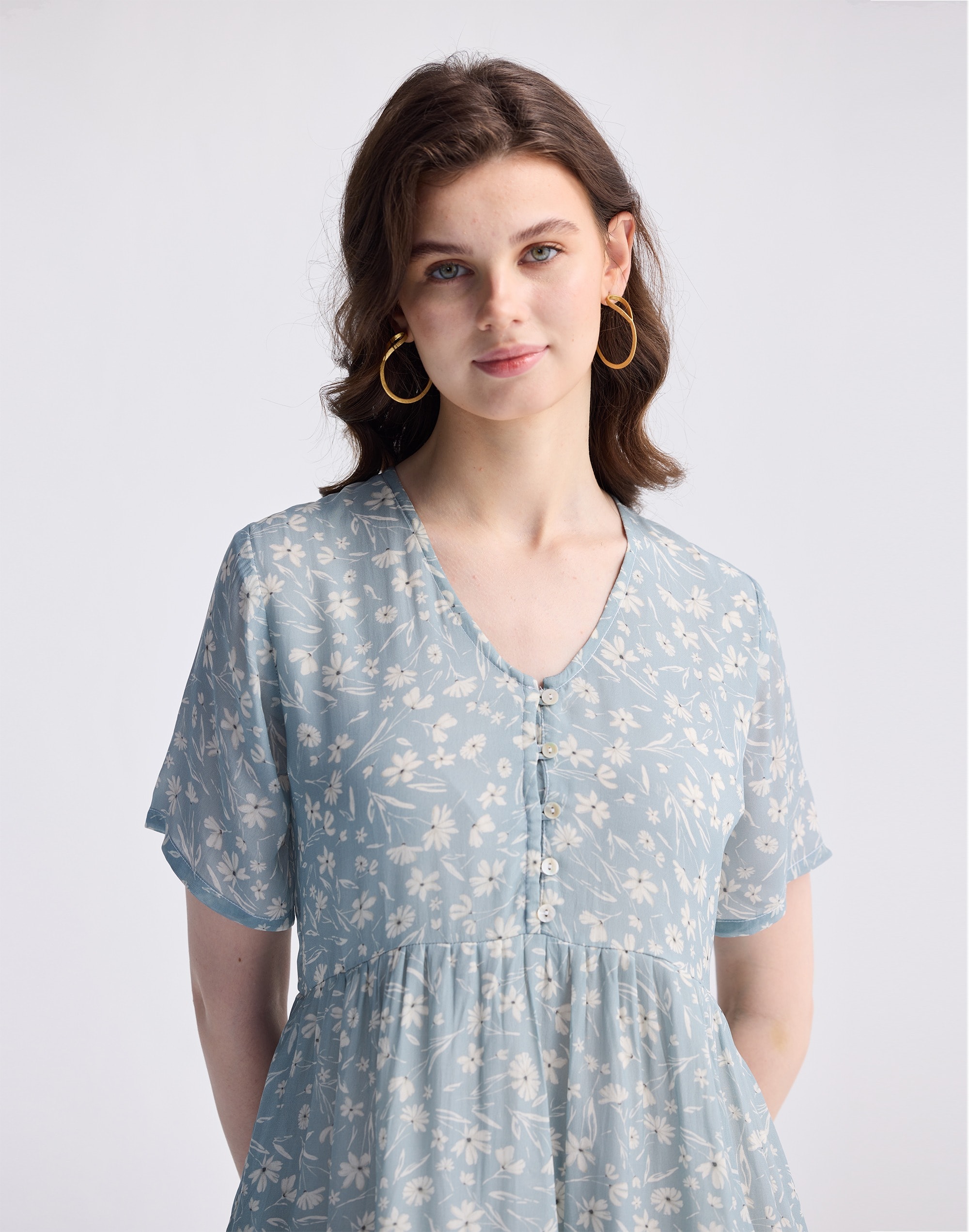 Reistor® Floral Short Tiered dress Light Blue | Madewell