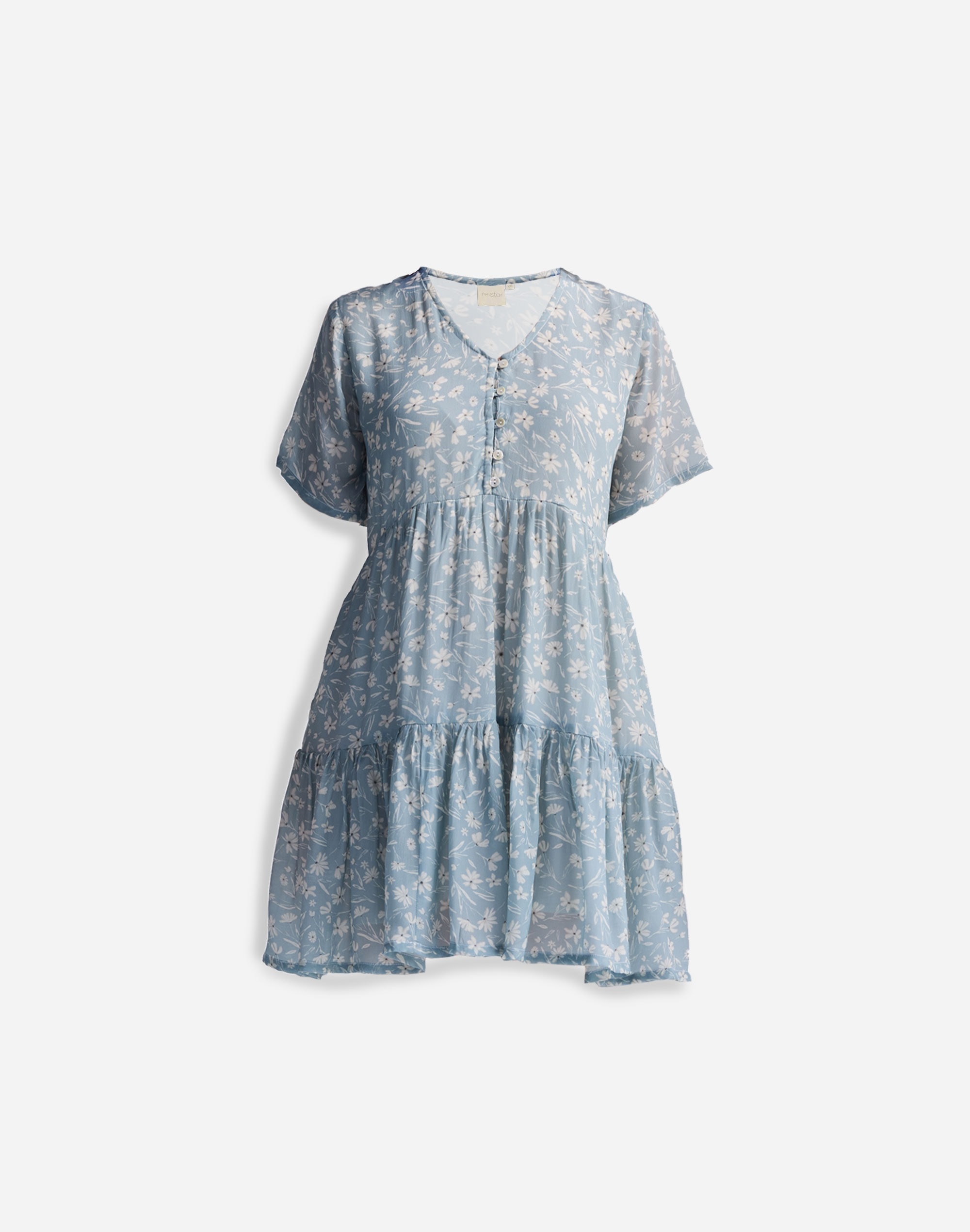 Reistor® Floral Short Tiered dress Light Blue | Madewell