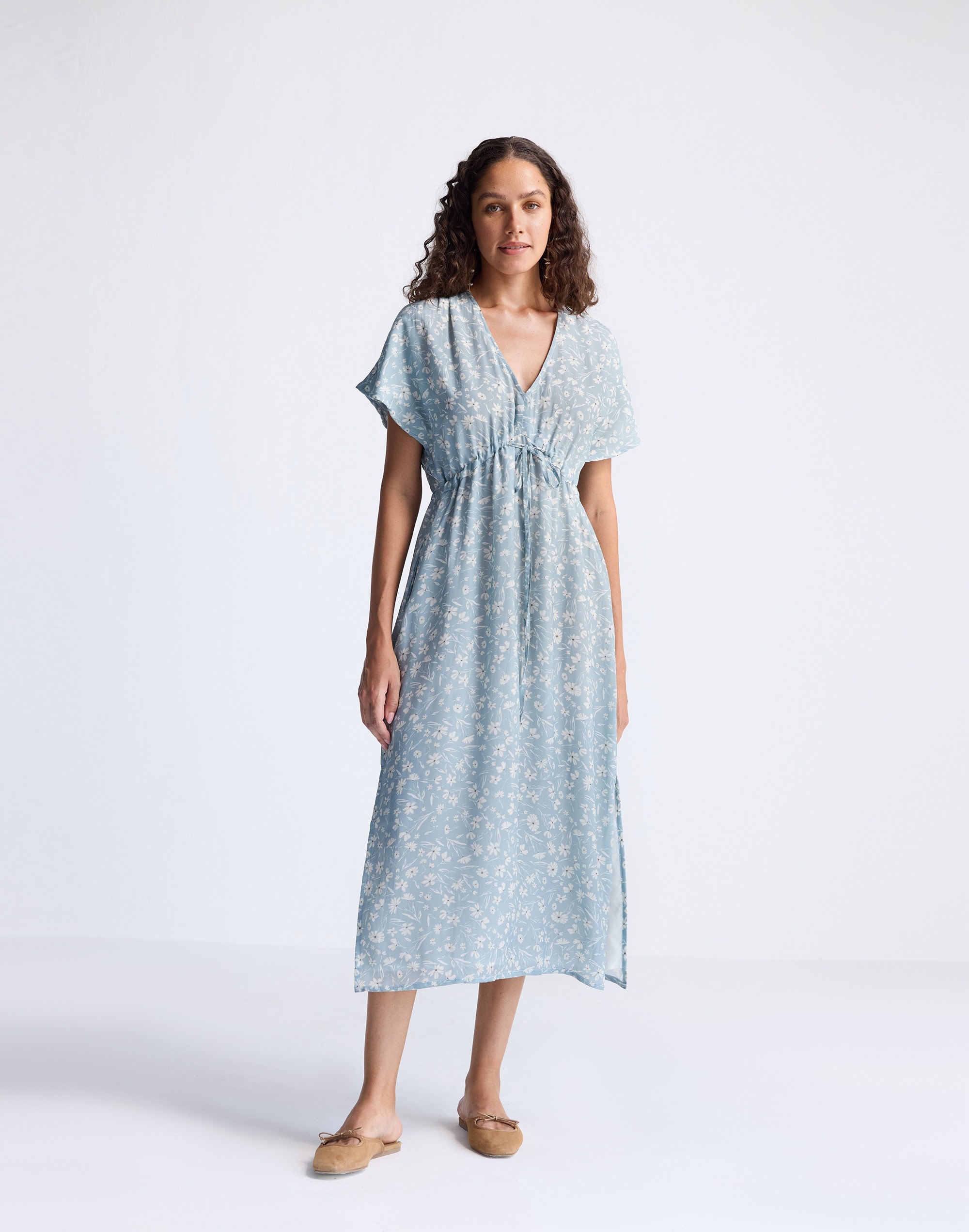 Reistor® Gathered Maxi Dress Light Blue Florals | Madewell