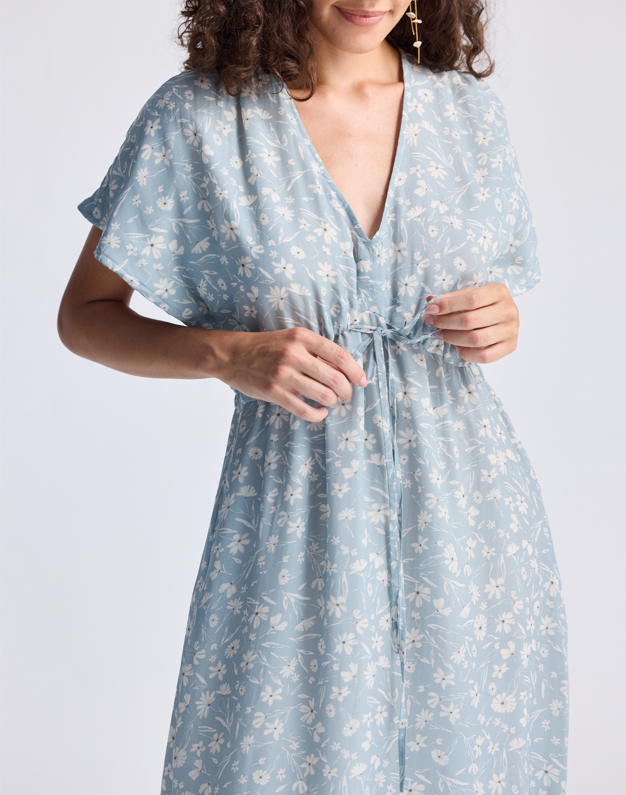 Reistor® Gathered Maxi Dress Light Blue Florals | Madewell