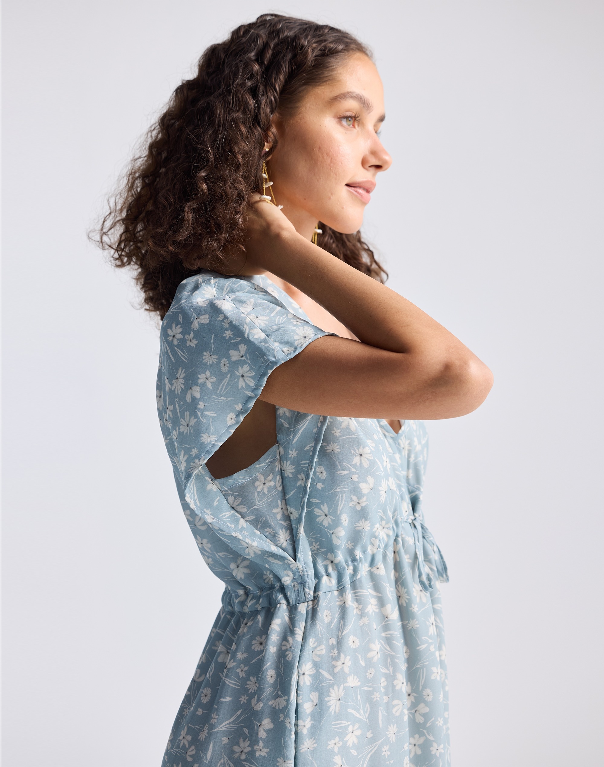 Reistor® Gathered Maxi Dress Light Blue Florals | Madewell