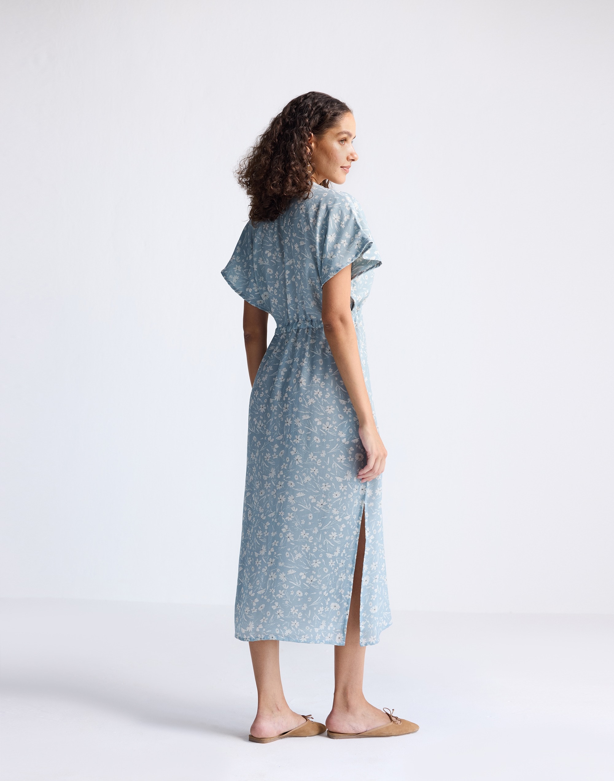 Reistor® Gathered Maxi Dress Light Blue Florals | Madewell