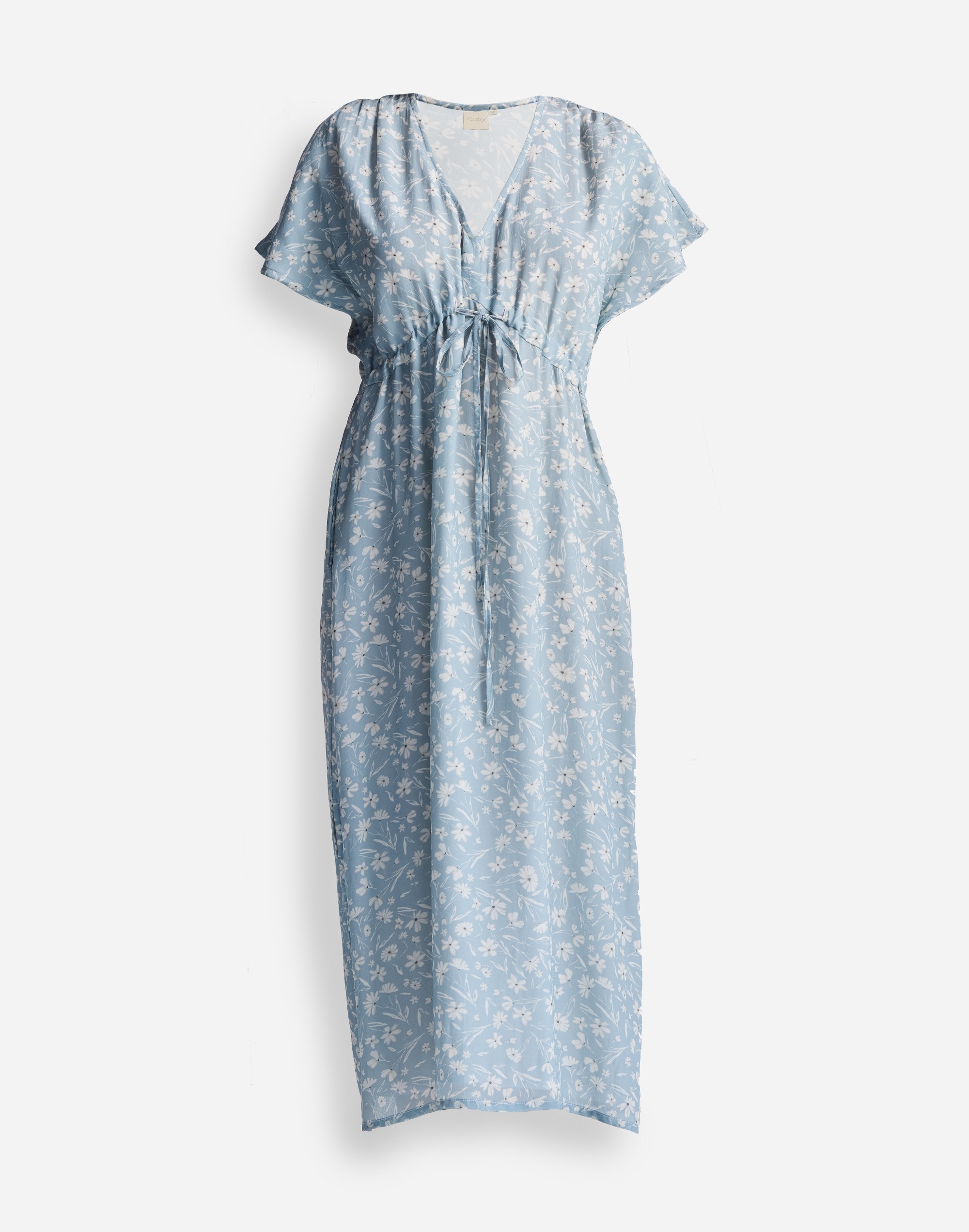 Reistor® Gathered Maxi Dress Light Blue Florals | Madewell