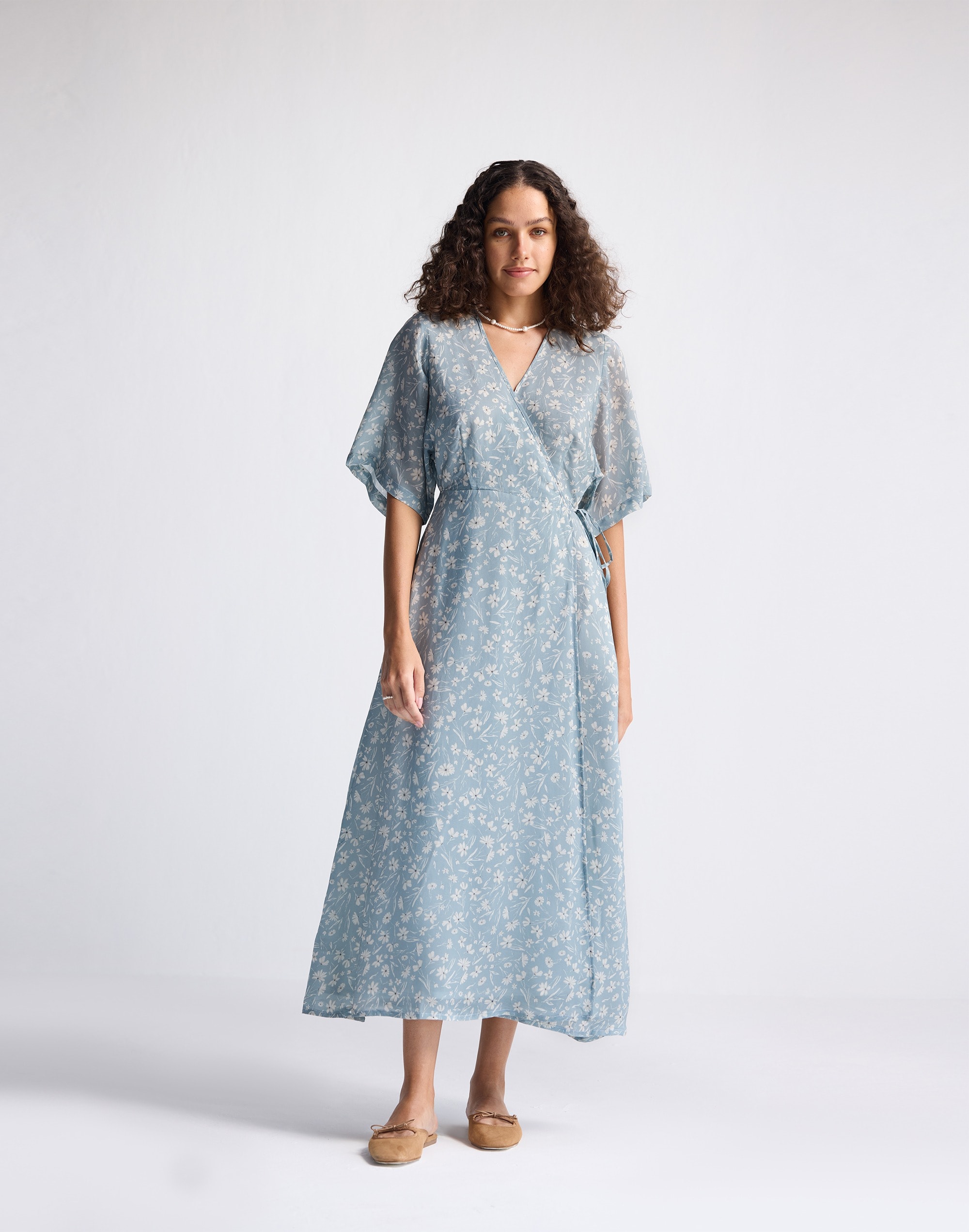 Reistor® Maxi Wrap Dress Light Blue Florals | Madewell