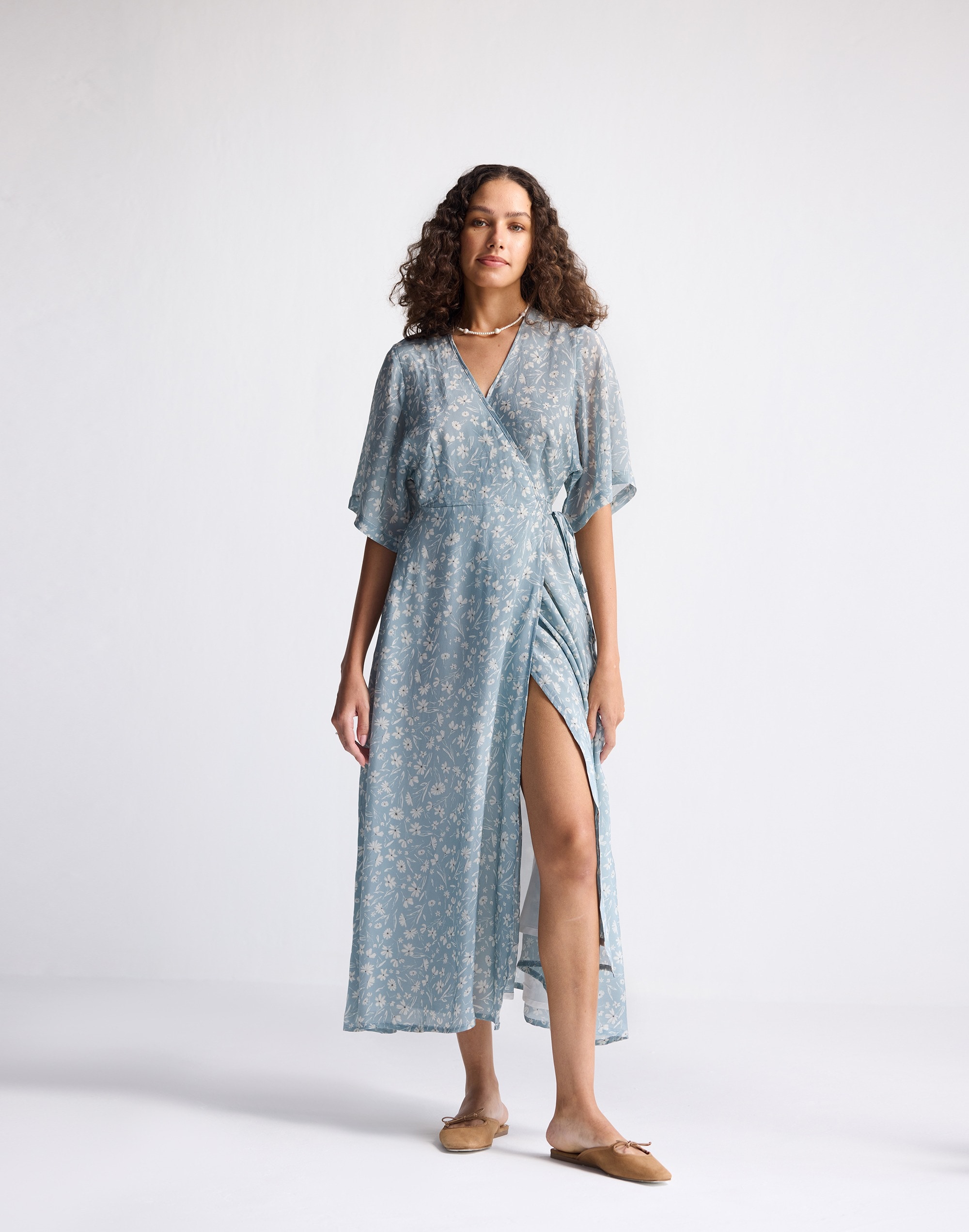 Reistor® Maxi Wrap Dress Light Blue Florals | Madewell