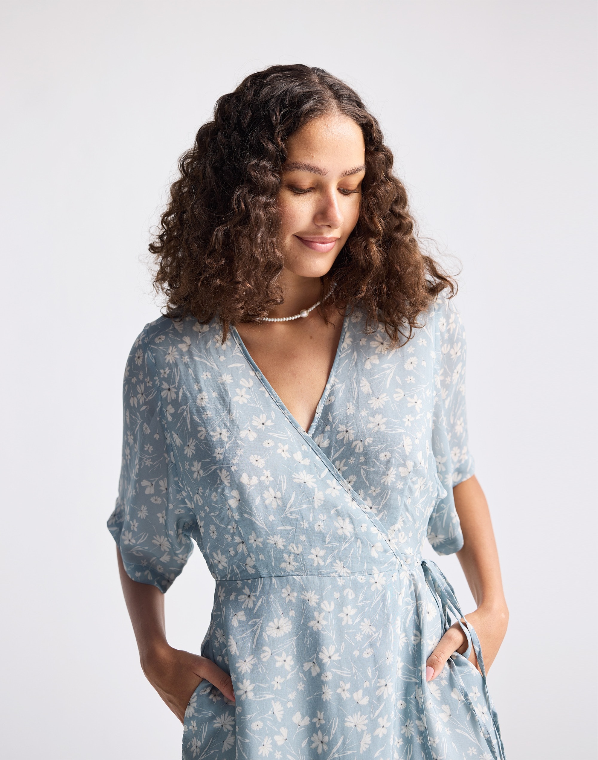 Reistor® Maxi Wrap Dress Light Blue Florals | Madewell