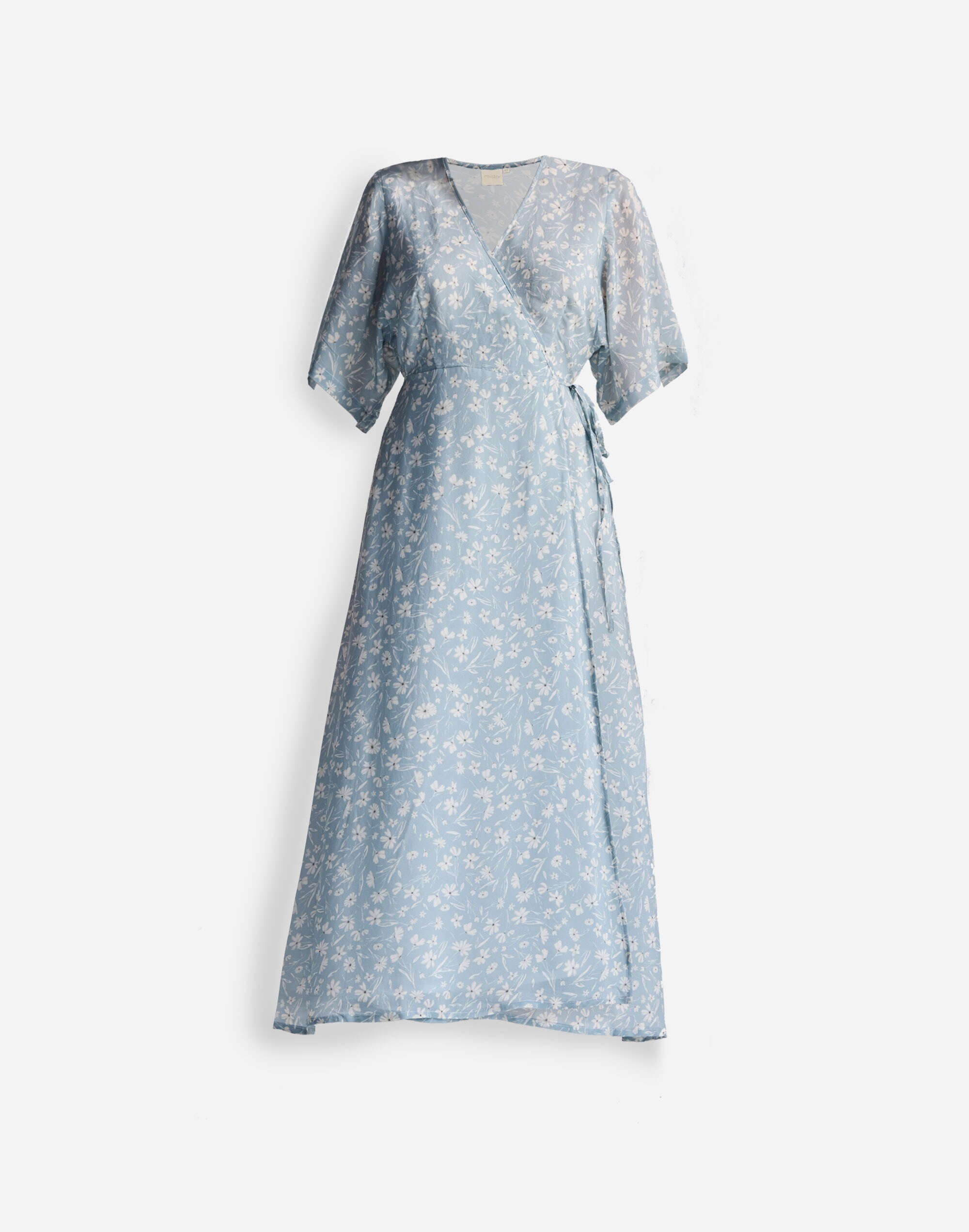 Reistor® Maxi Wrap Dress Light Blue Florals | Madewell