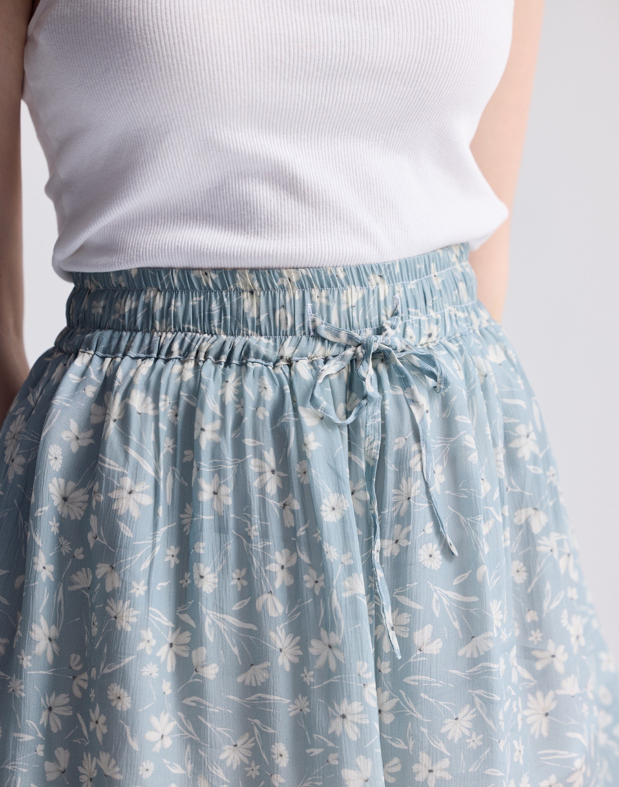 Reistor® Drawstring Short Skirt Light Blue Florals | Madewell