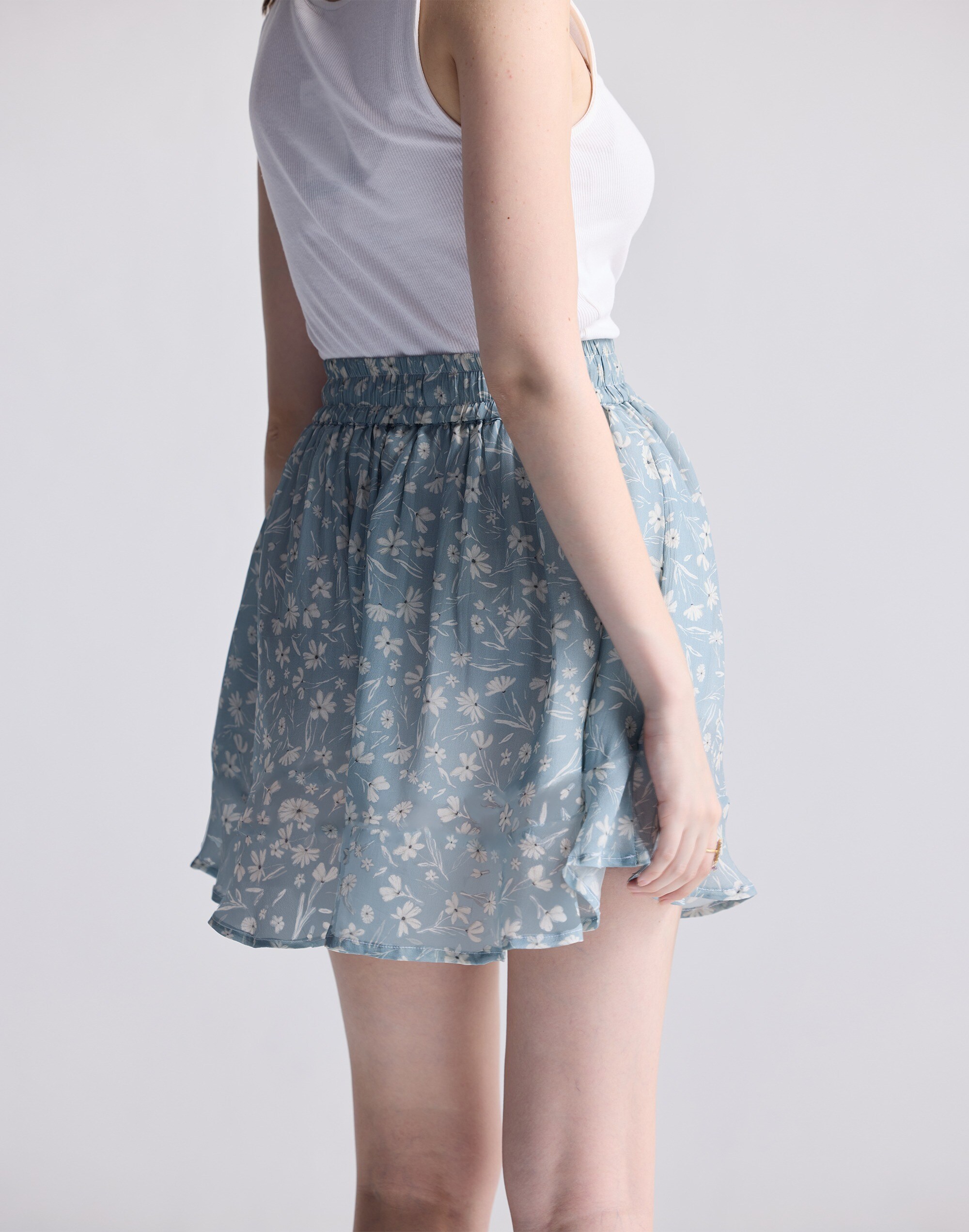 Reistor® Drawstring Short Skirt Light Blue Florals | Madewell