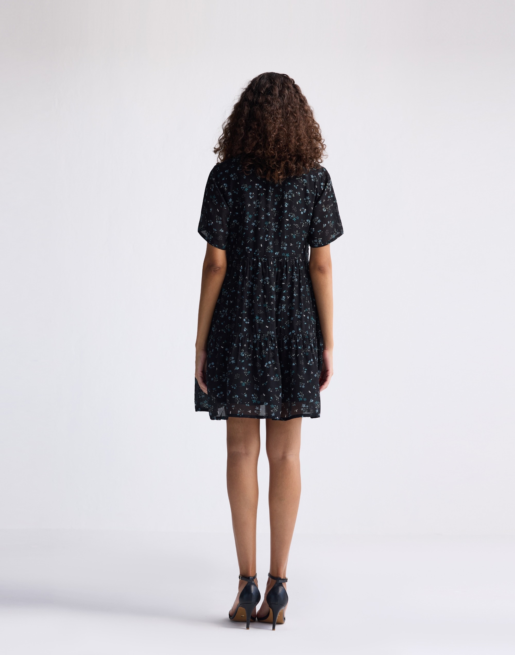 Reistor® Floral Short Tiered dress Dark Blue | Madewell