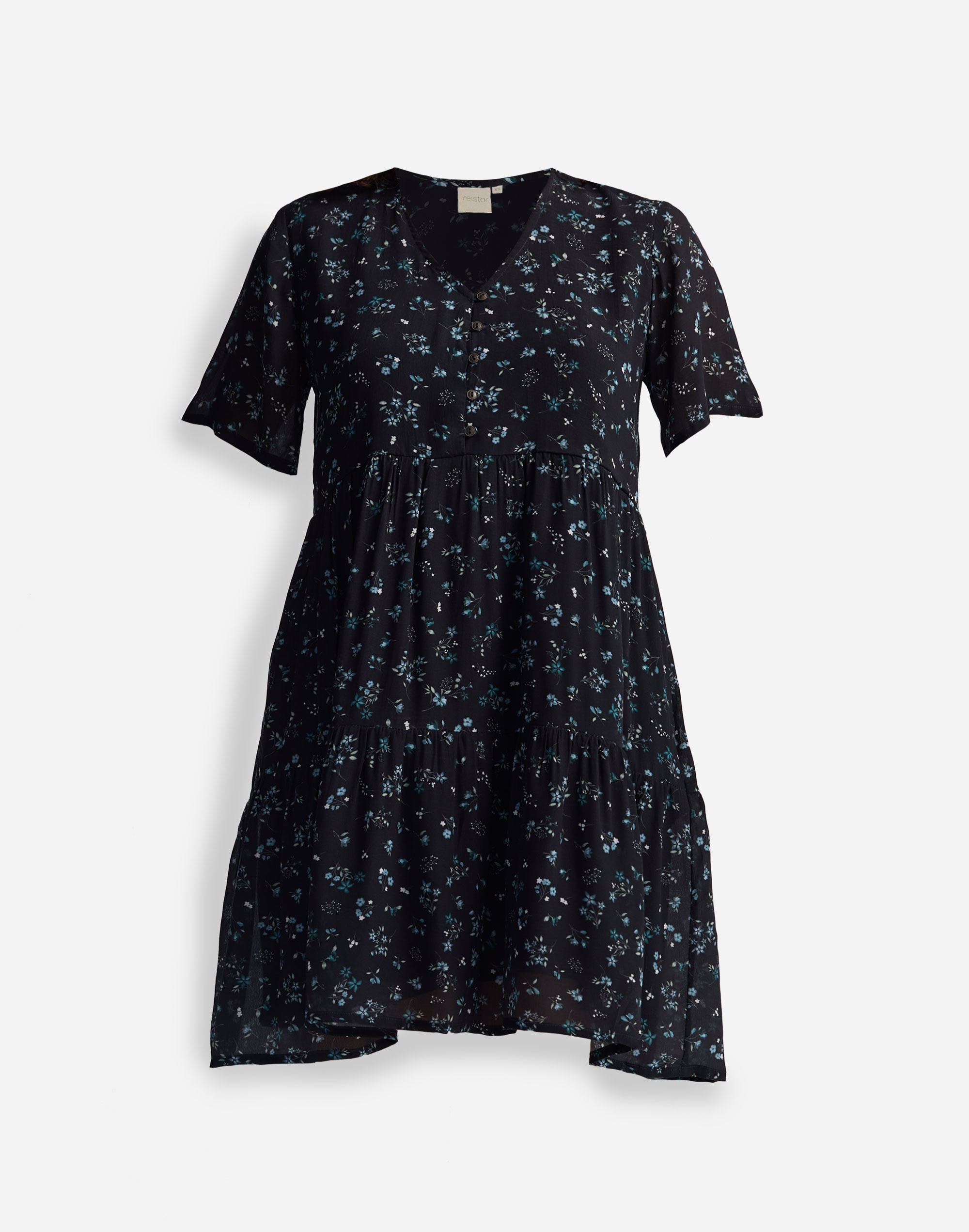 Reistor® Floral Short Tiered dress Dark Blue | Madewell