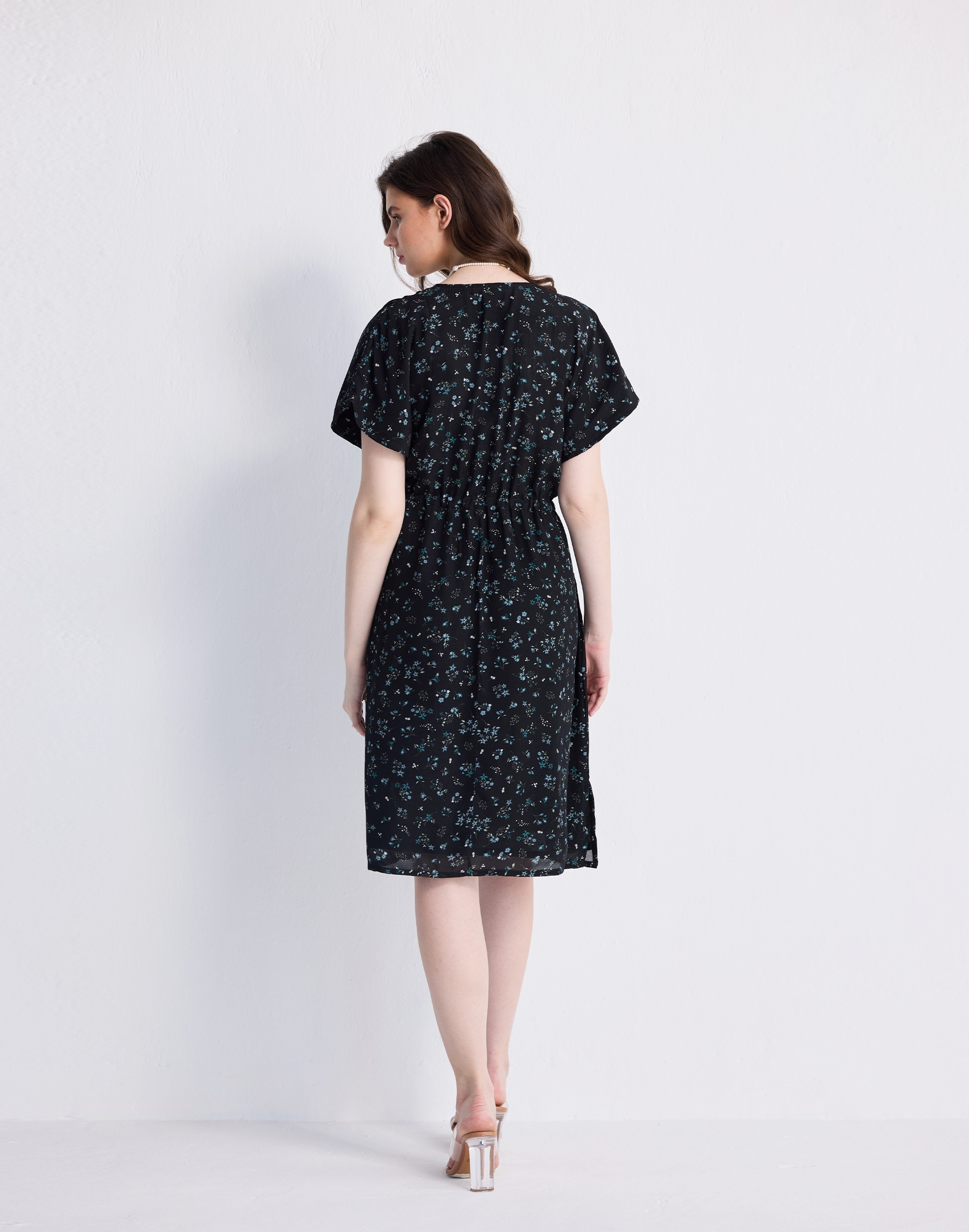 Reistor® Gathered Knee-length Dress Dark Blue Florals | Madewell