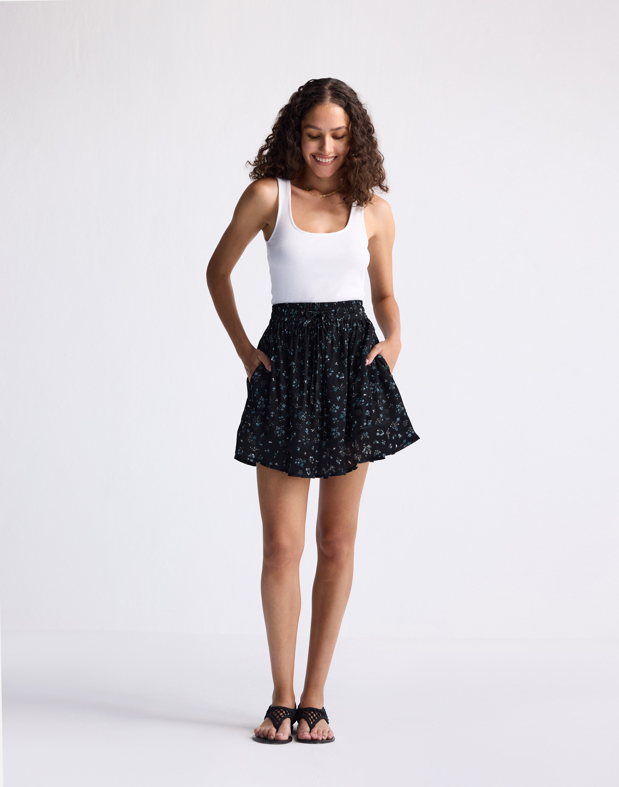 Reistor® Drawstring Short Skirt Dark Blue Florals | Madewell