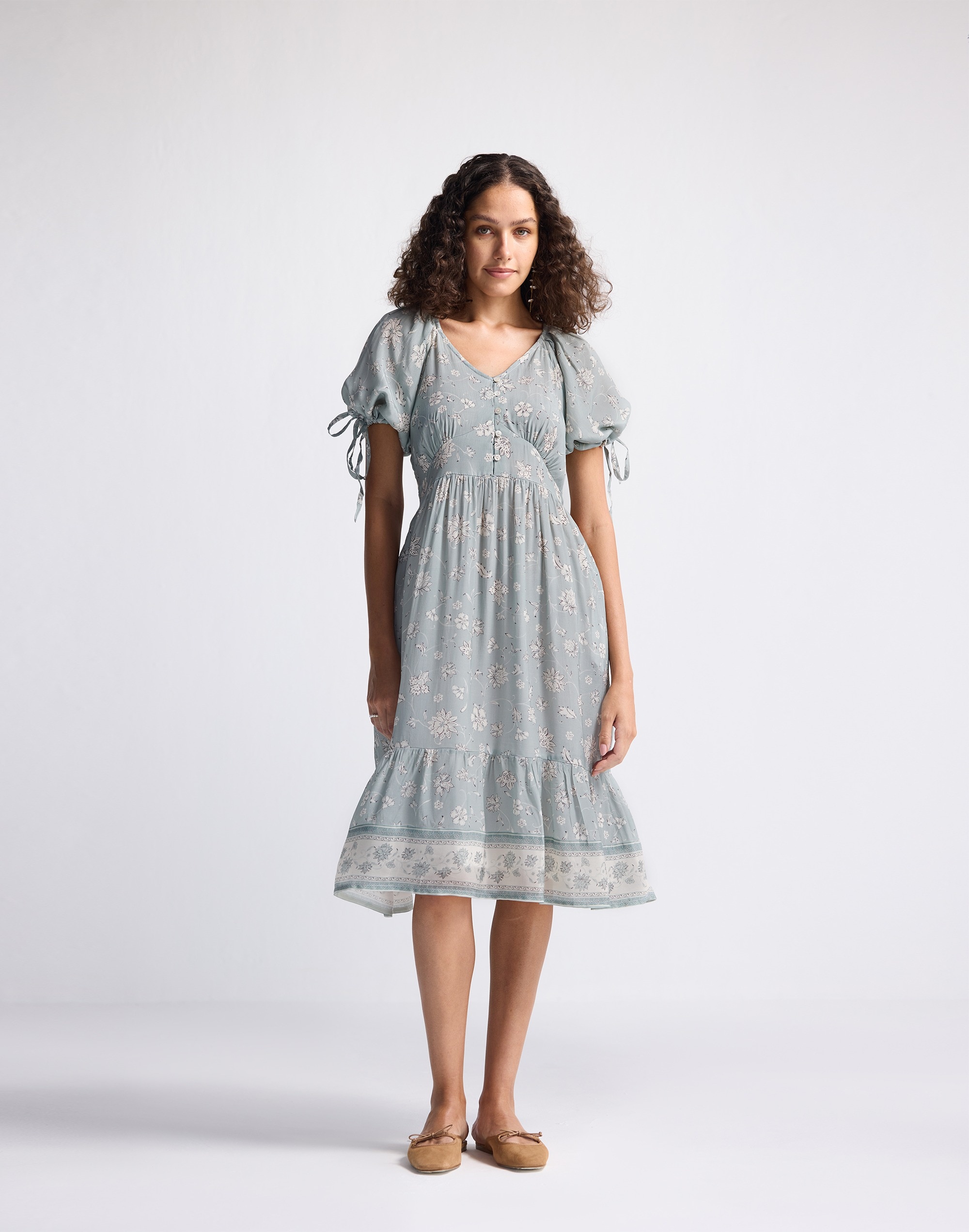 Reistor® Puff Sleeve Midi Dress Sage Green | Madewell