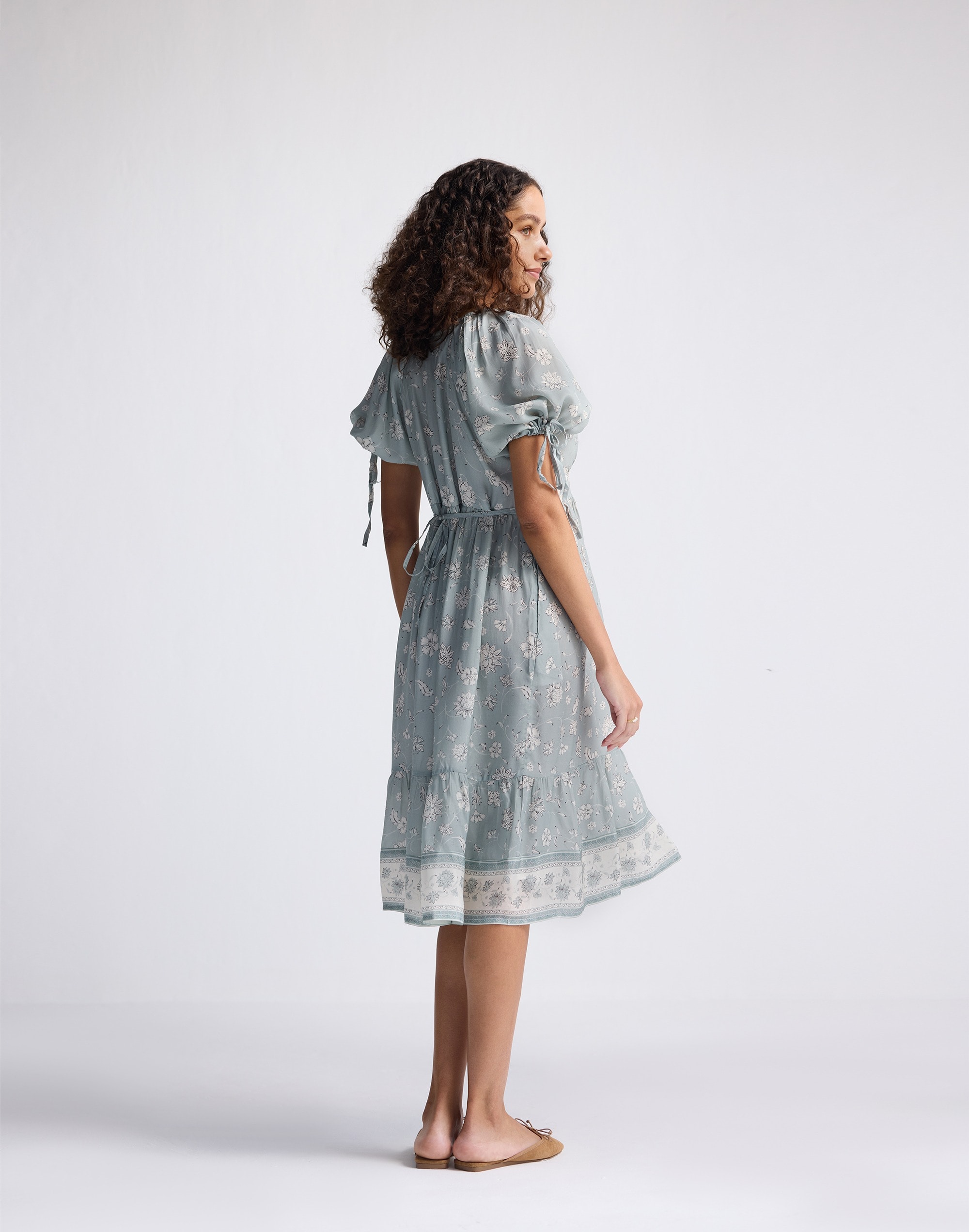 Reistor® Puff Sleeve Midi Dress Sage Green | Madewell