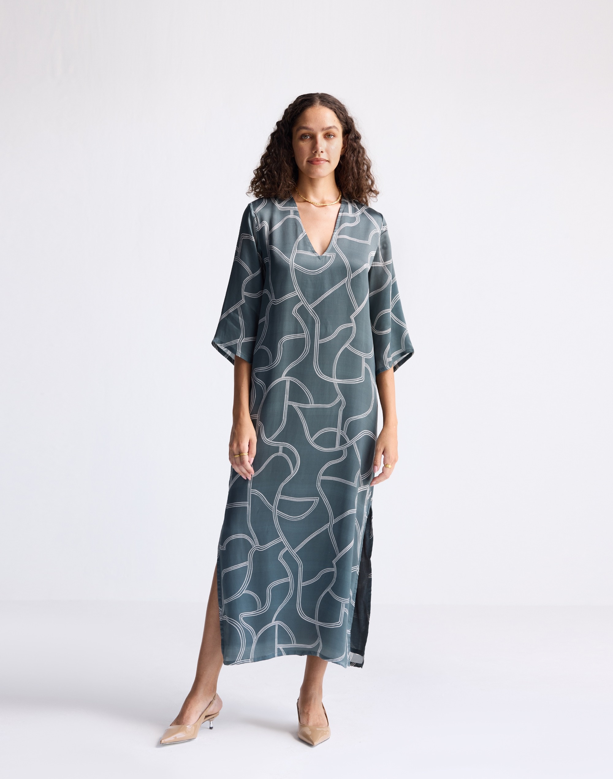 Reistor® Maxi Dress with Side Slits Abstract Stripes | Madewell