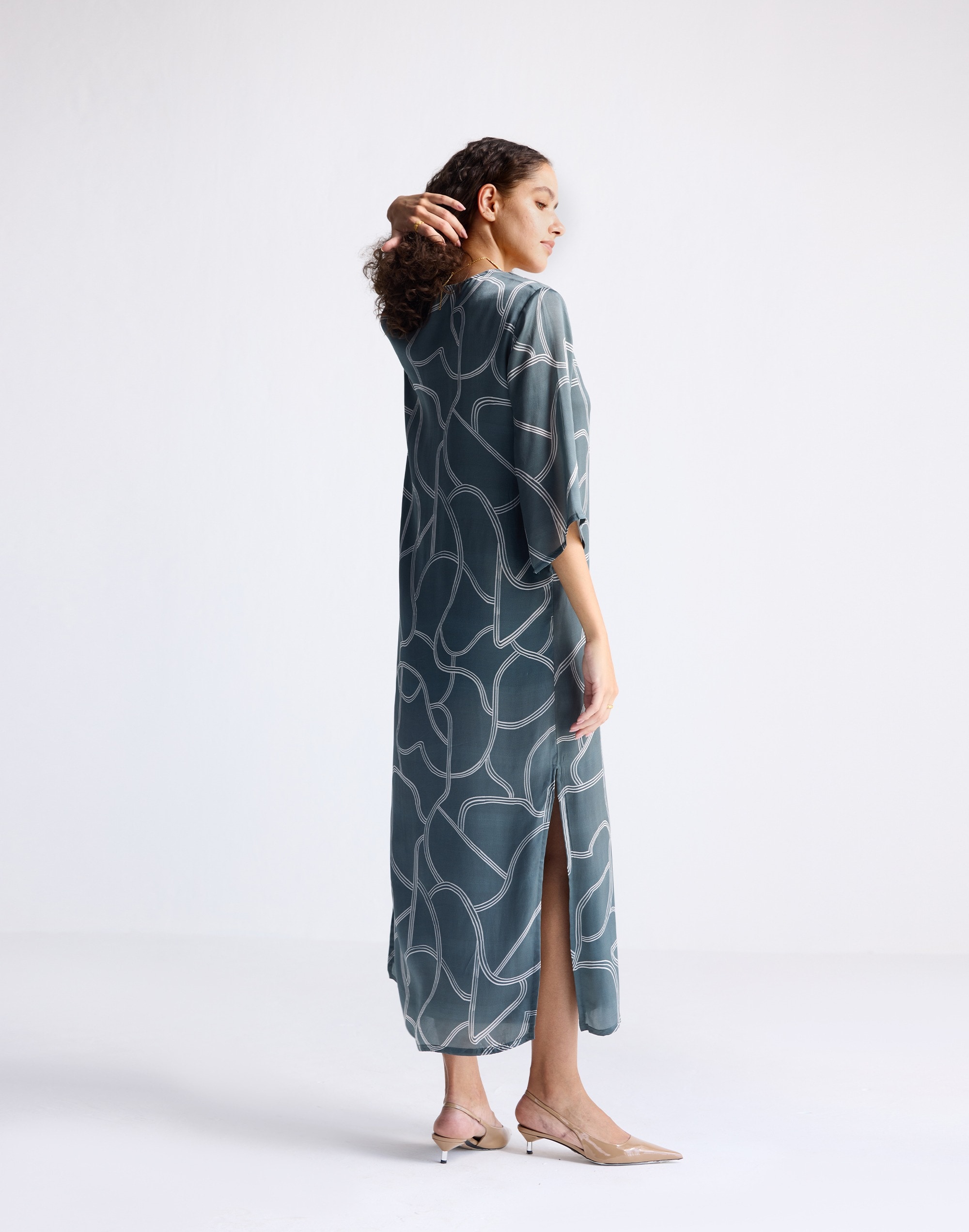 Reistor® Maxi Dress with Side Slits Abstract Stripes | Madewell