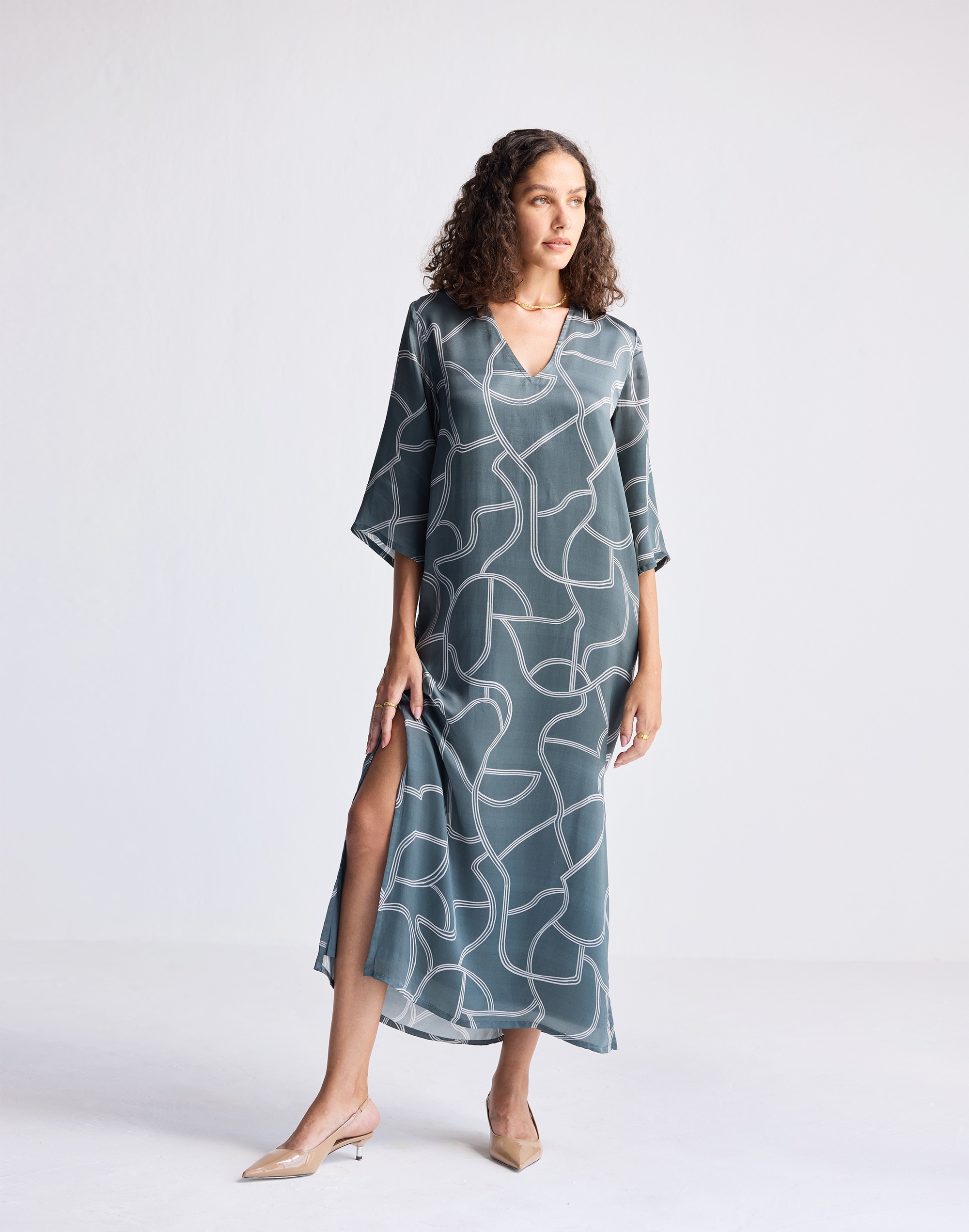 Reistor® Maxi Dress with Side Slits Abstract Stripes | Madewell