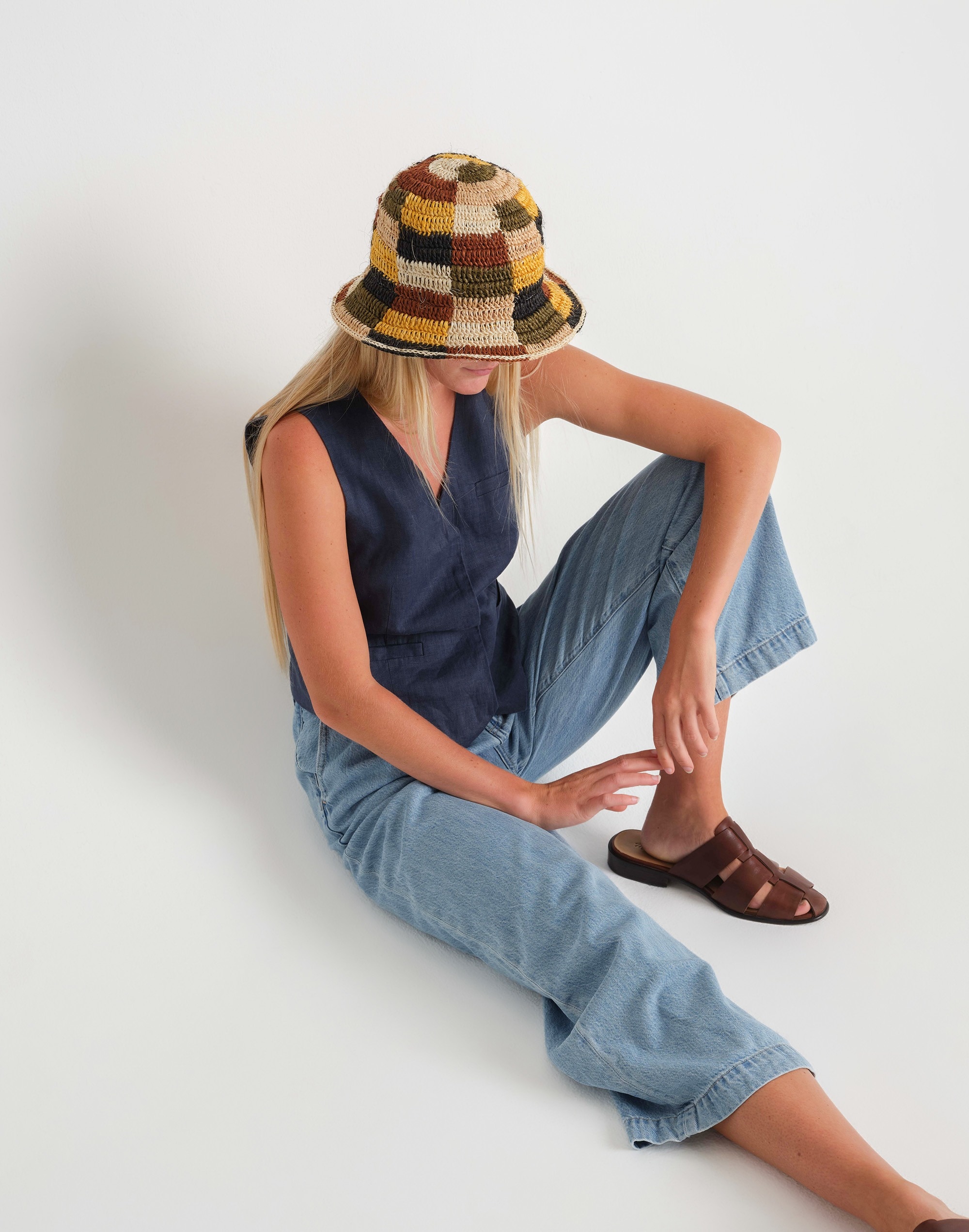 MINGA Crocheted Checkered Bucket Hat | Madewell