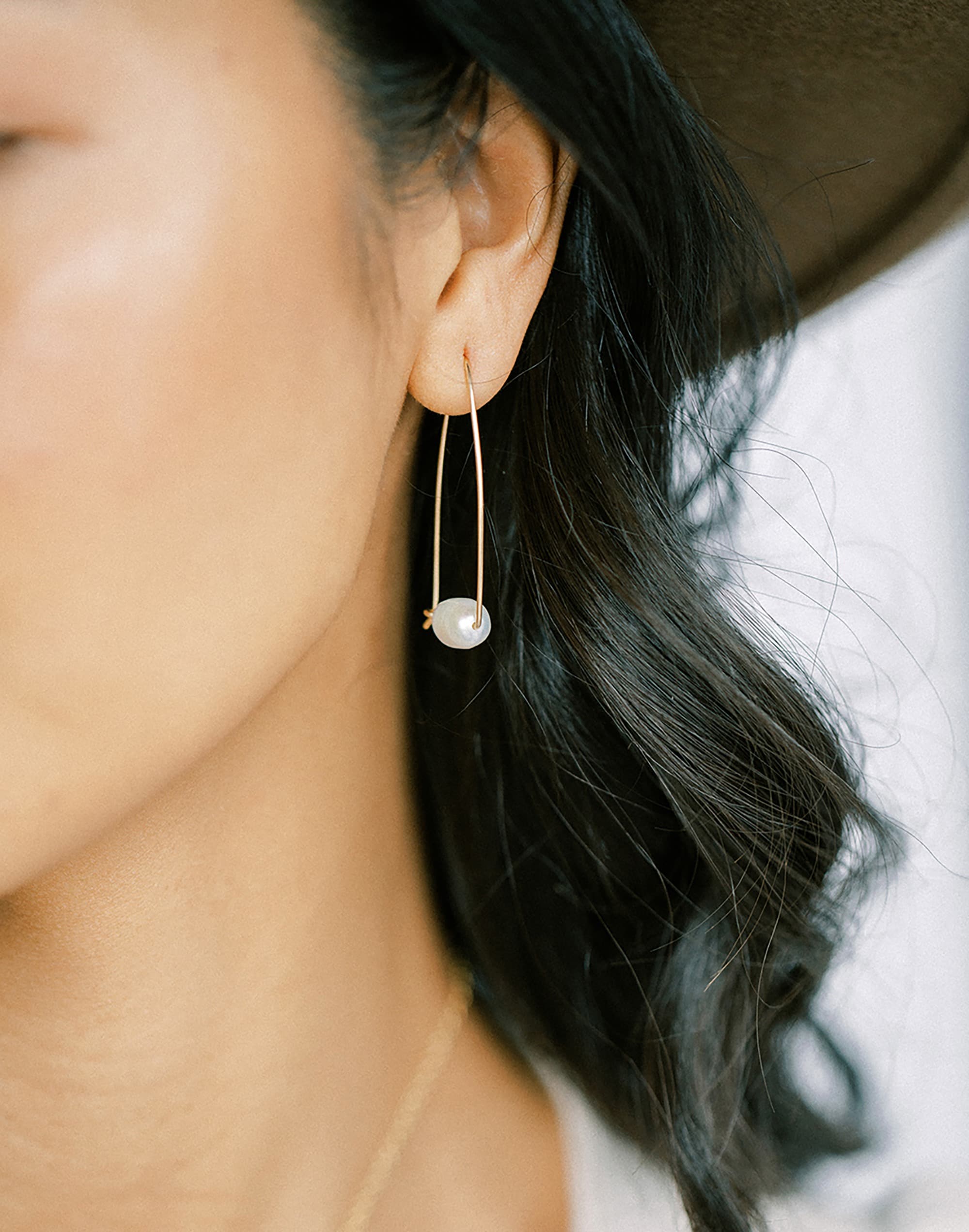 Sara Patino Jewelry Large Floating Pearl Hoops