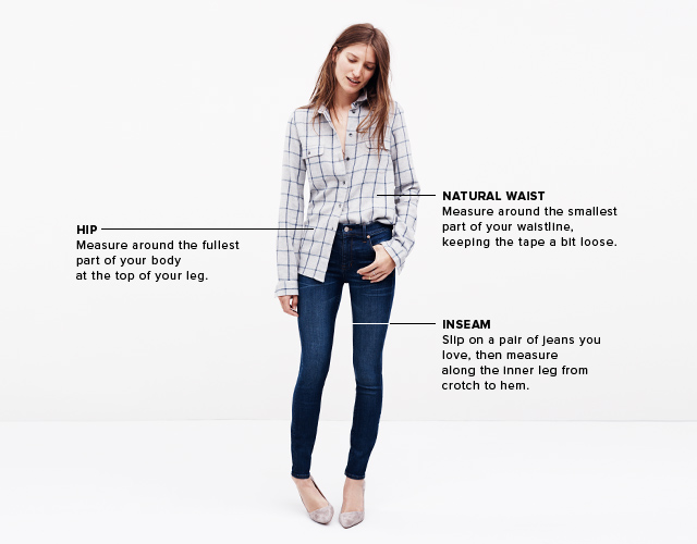madewell jeans size chart